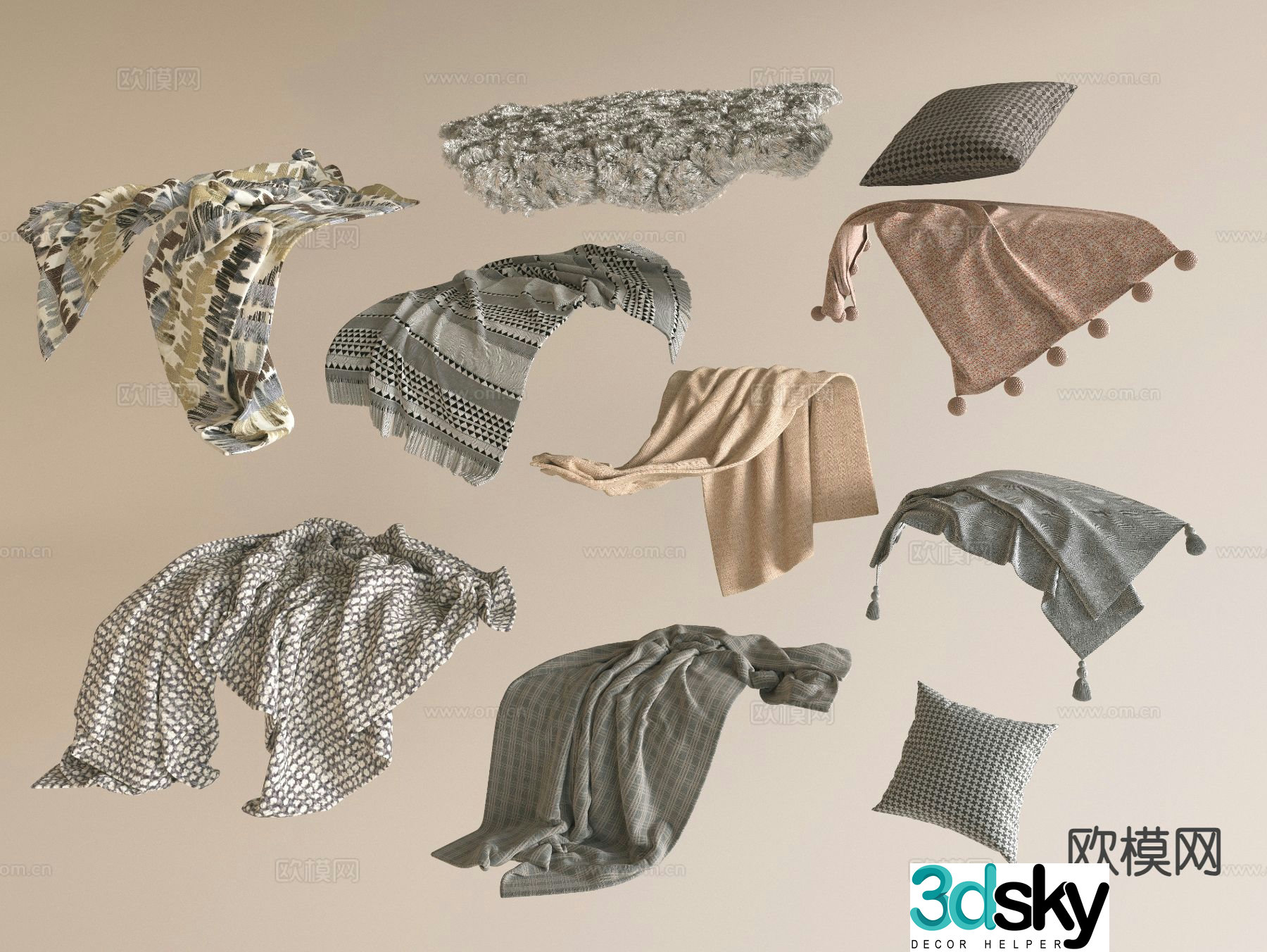 Modern blanket bedding towel woven blanket 3d model