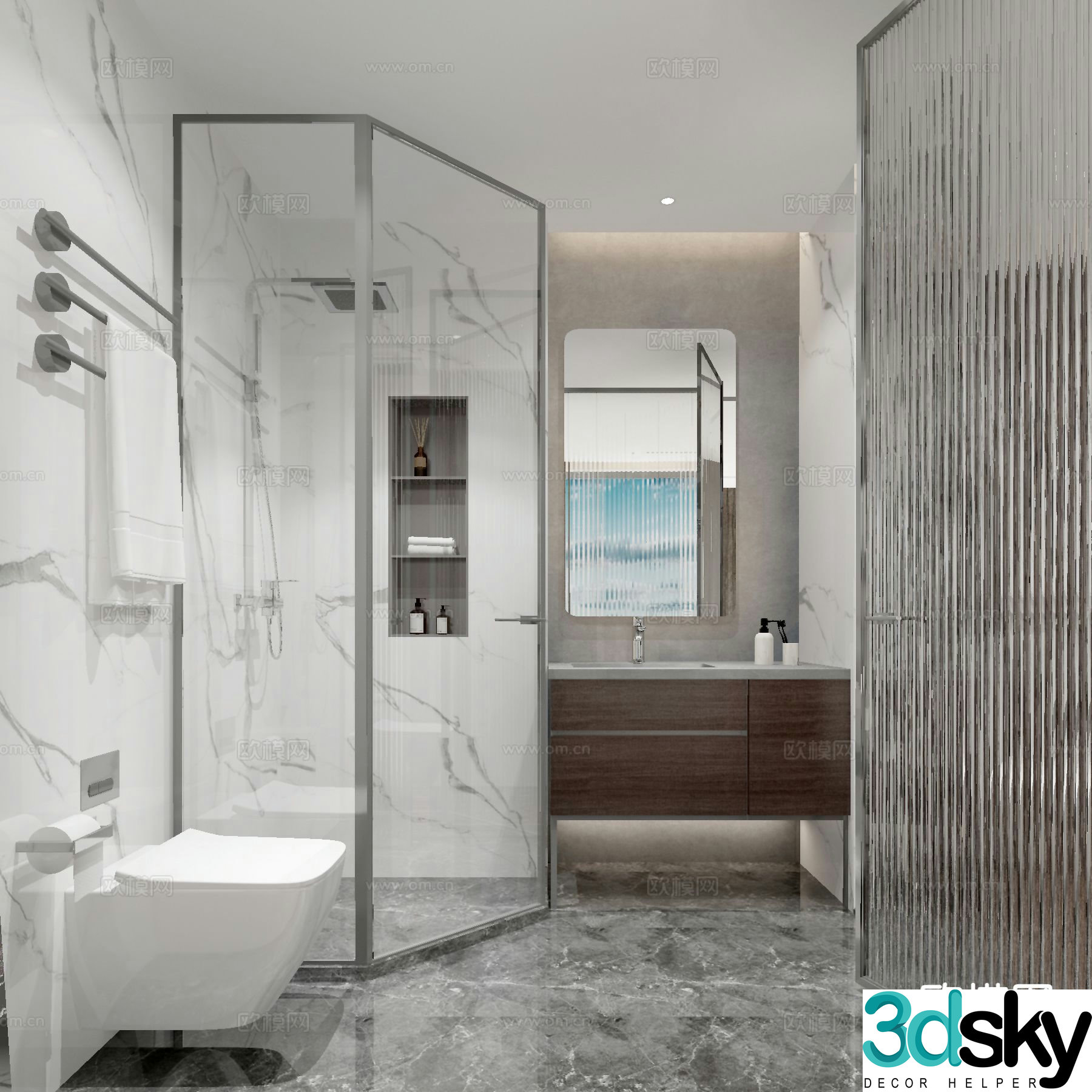 Modern bathroom bathroom toilet 3d model