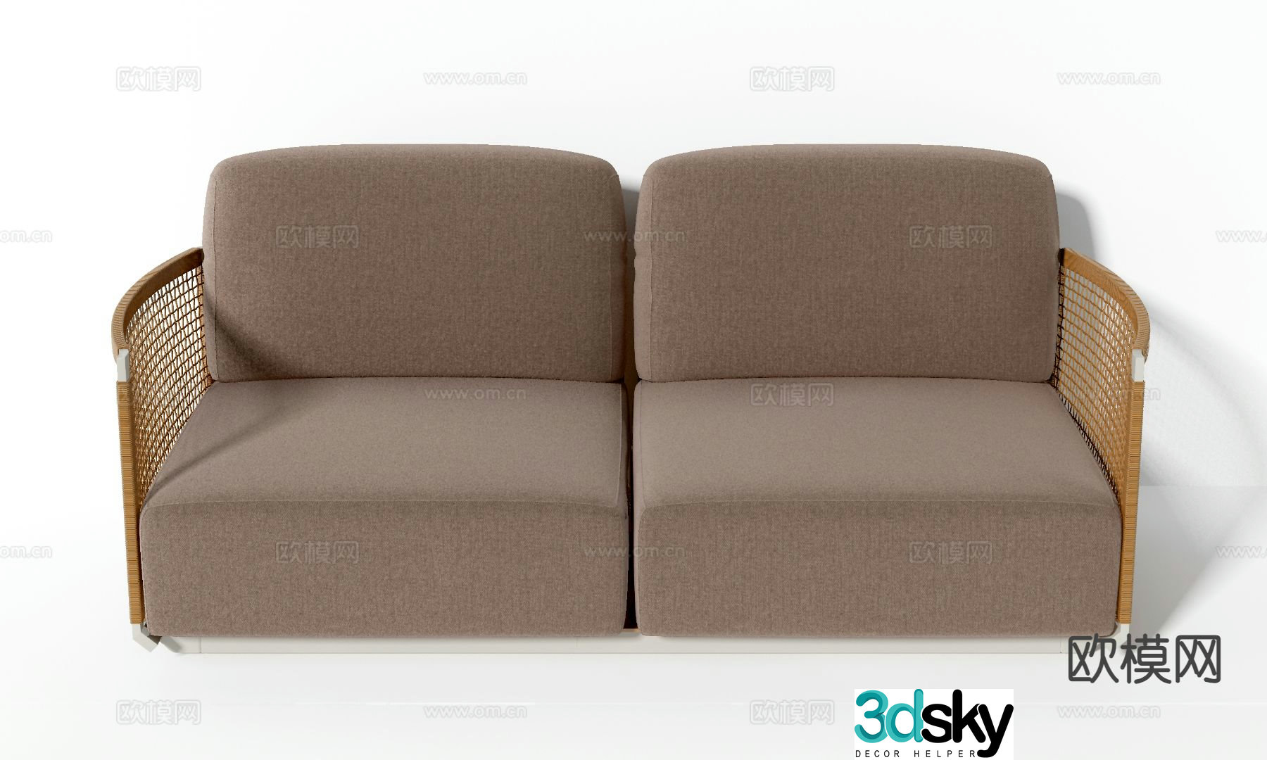 Rattan double sofa 3d model