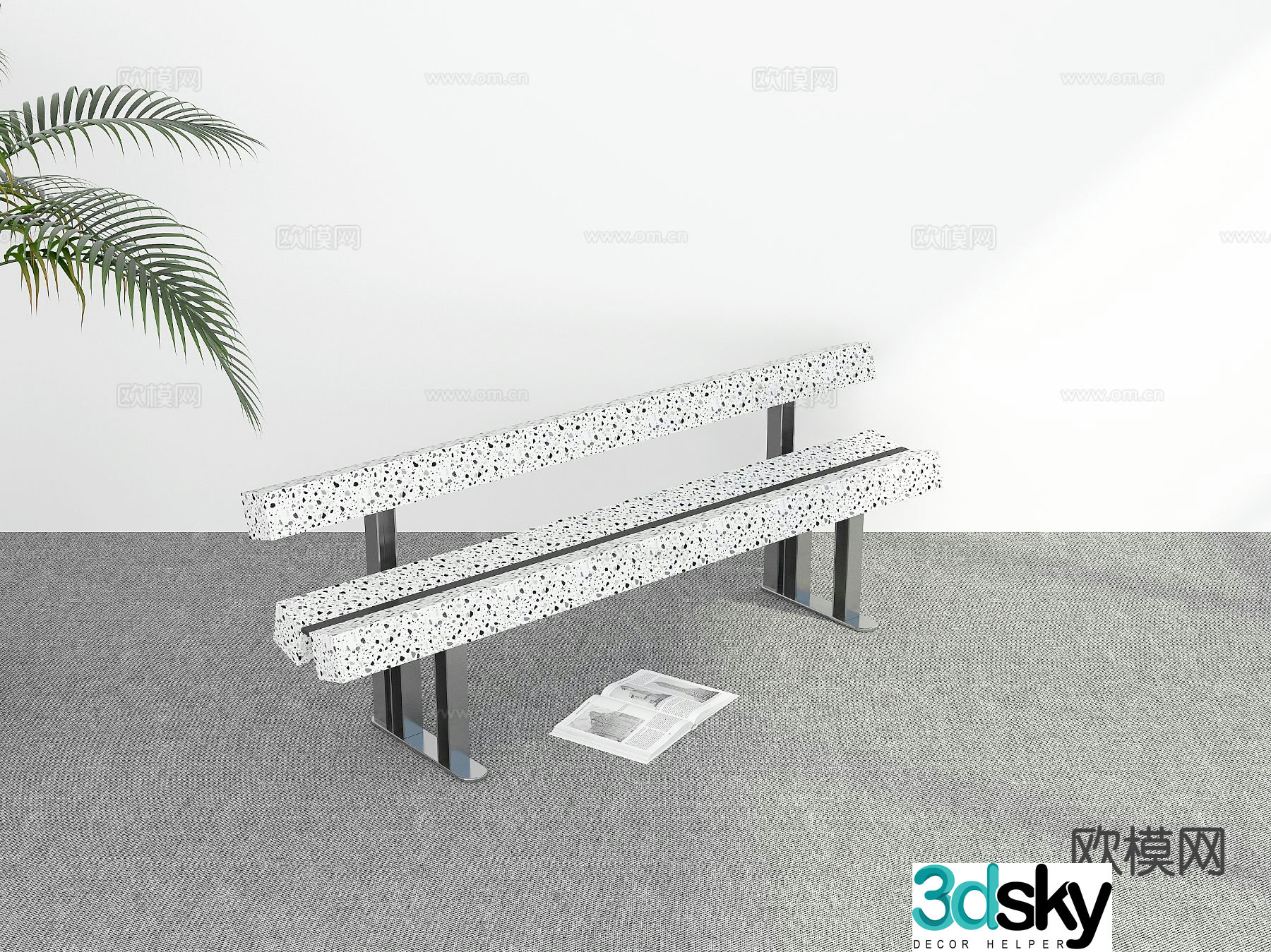 Modern outdoor chair bench public chair 3d model