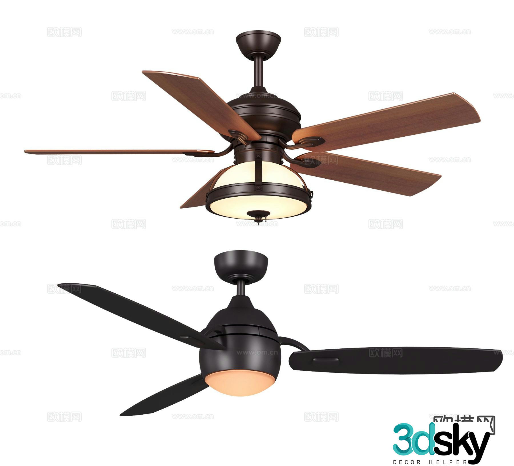 Medieval style ceiling fan lamp fan lamp 3d model
