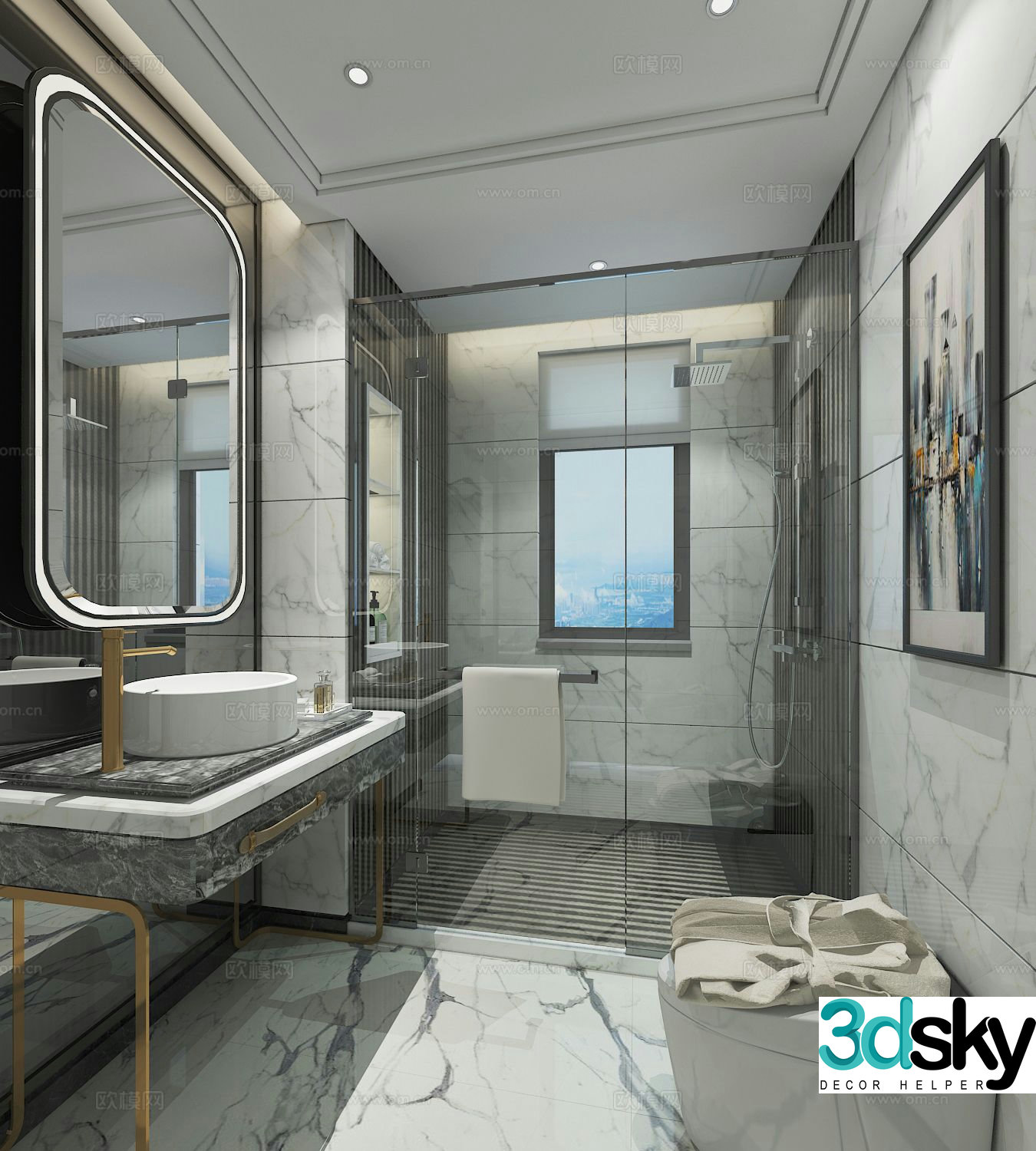 Modern bathroom bathroom toilet 3d model