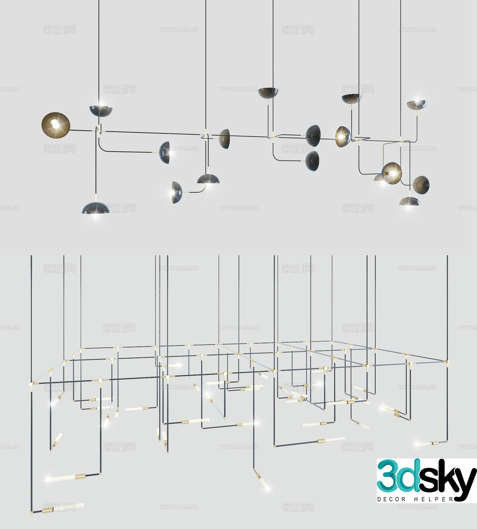 Modern metal chandelier 3d model