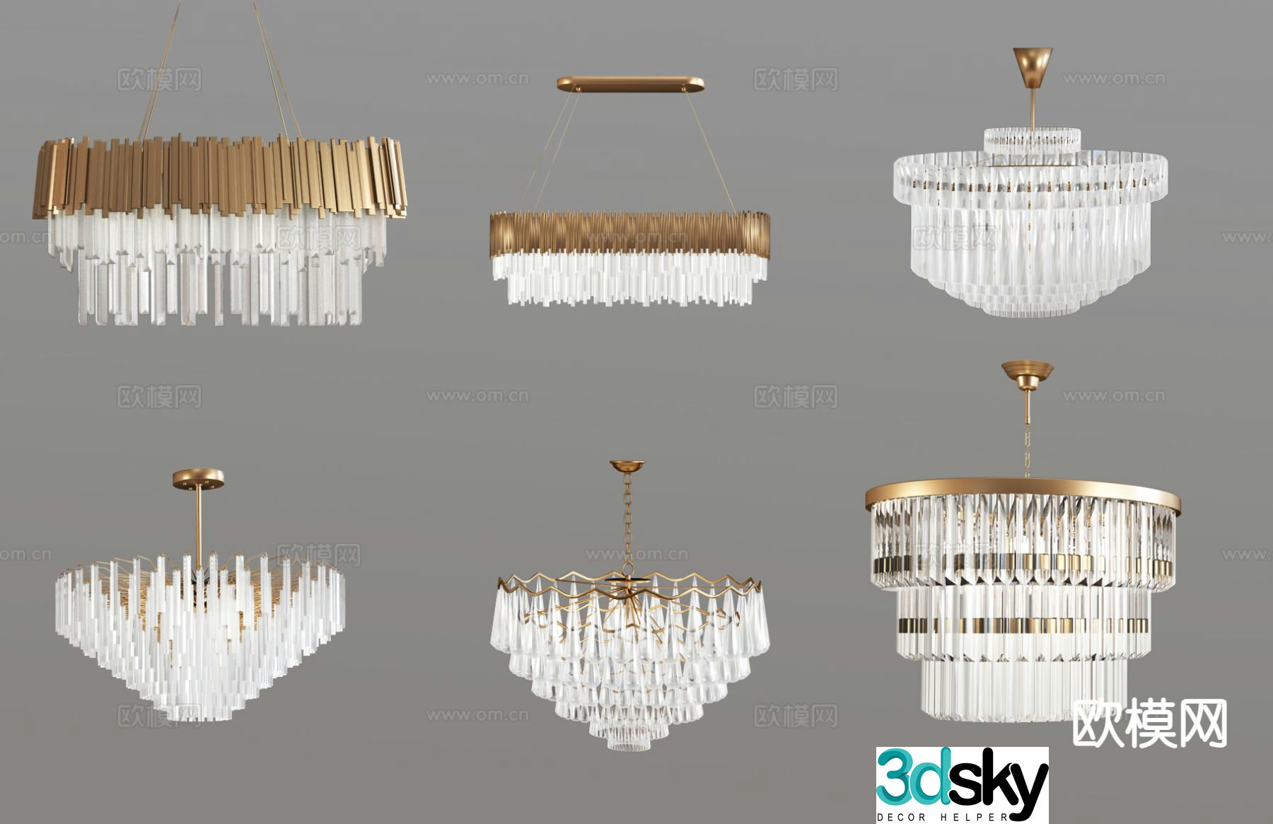 Modern metal chandelier crystal chandelier 3d model