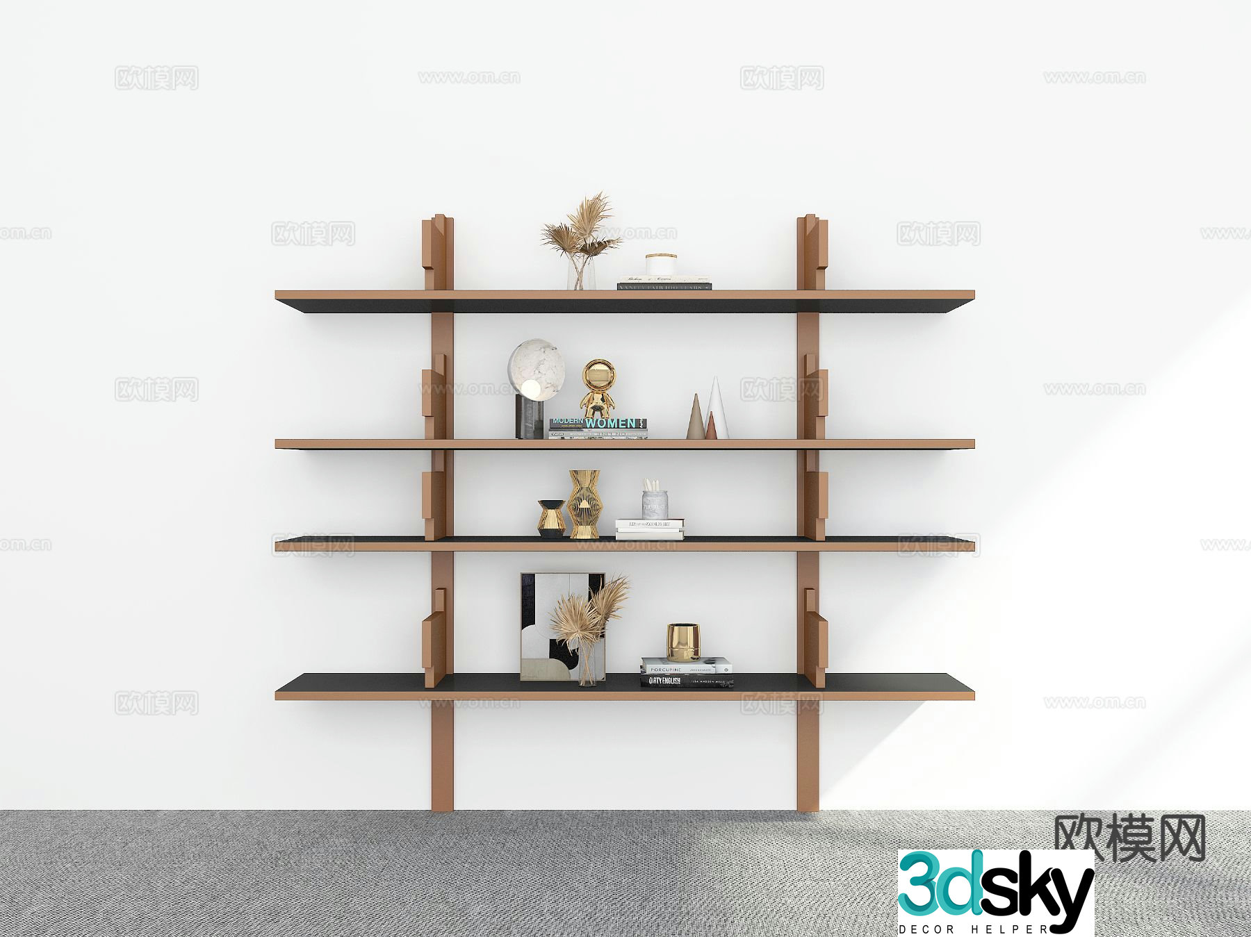 Modern bookshelf display rack 3d model