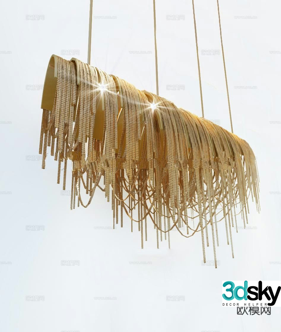Modern metal chain chandelier 3d model
