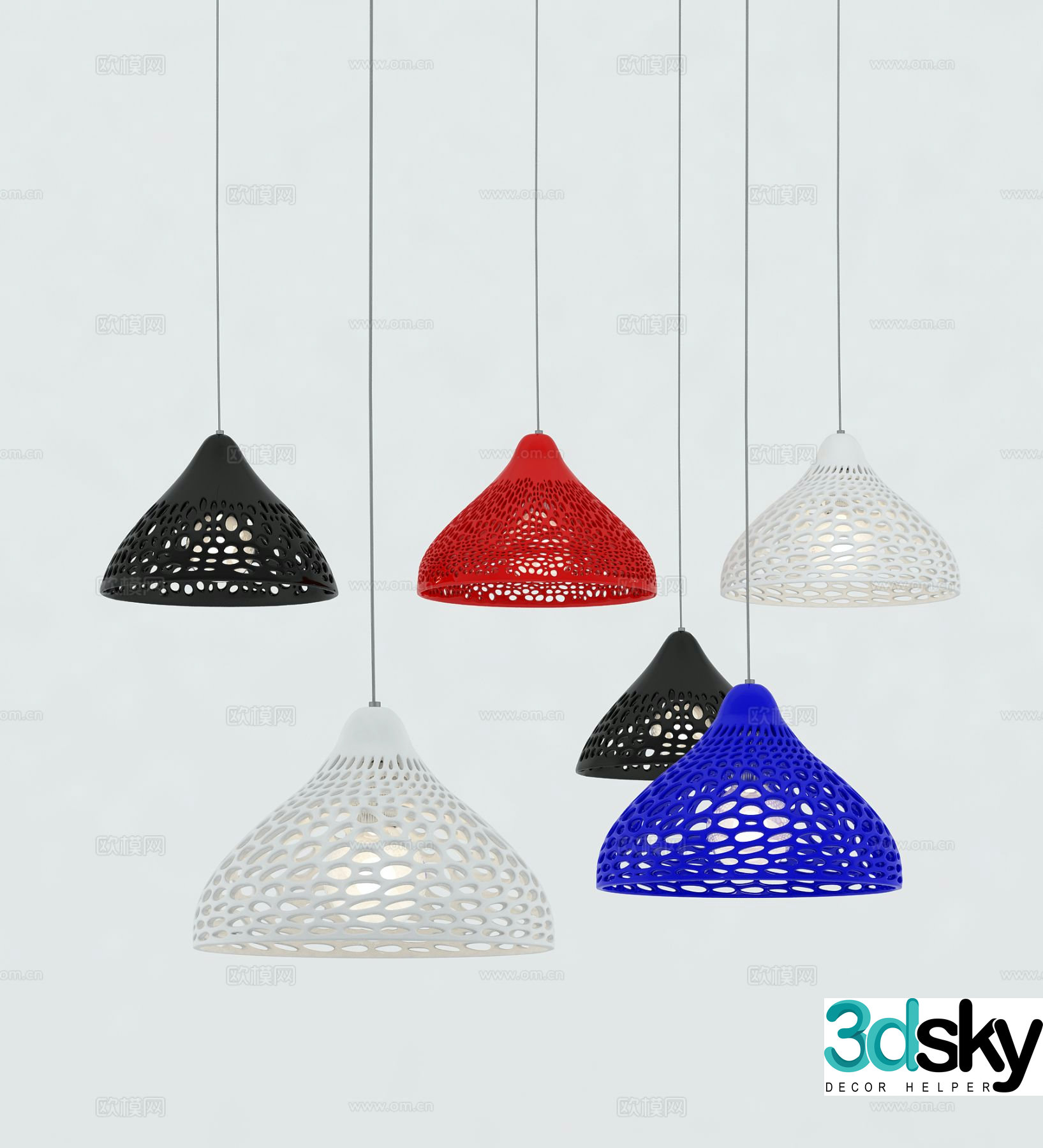 Memphis small chandelier metal small chandelier 3d model