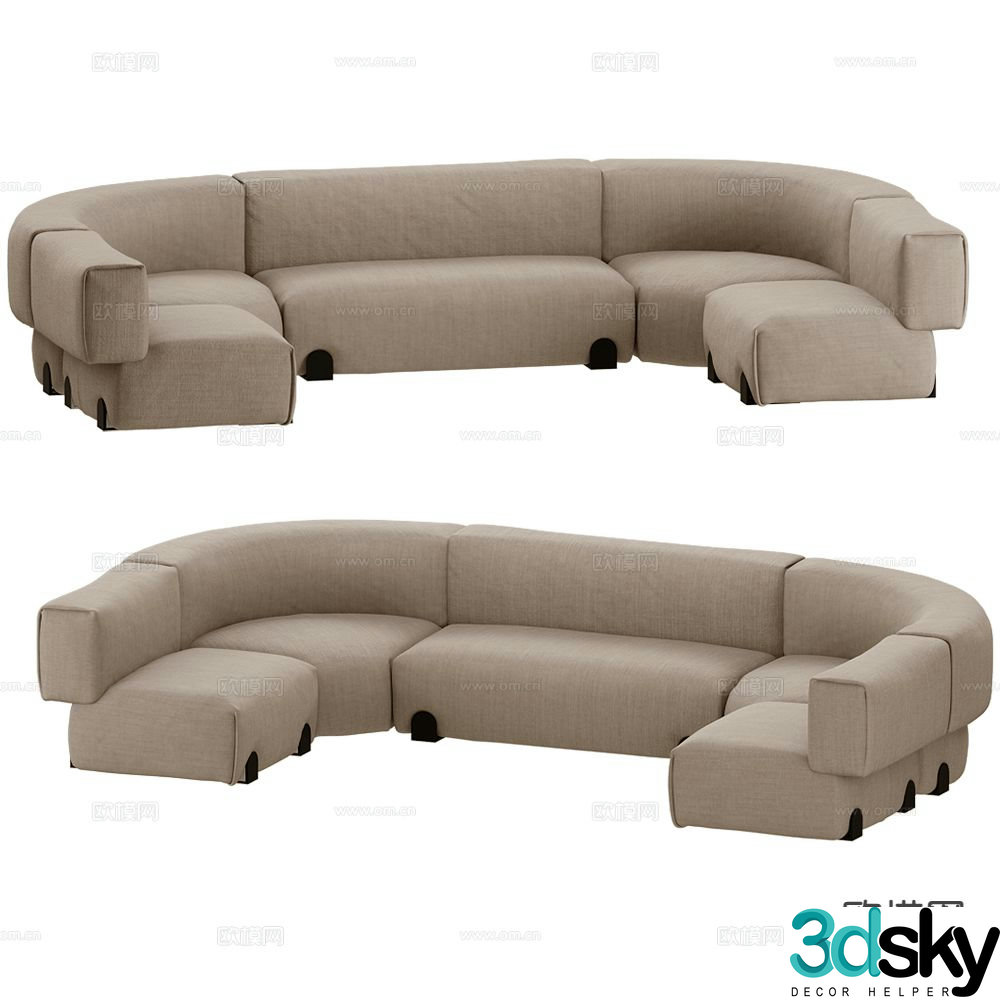 Saba fabric sofa corner multi-person sofa 3d model