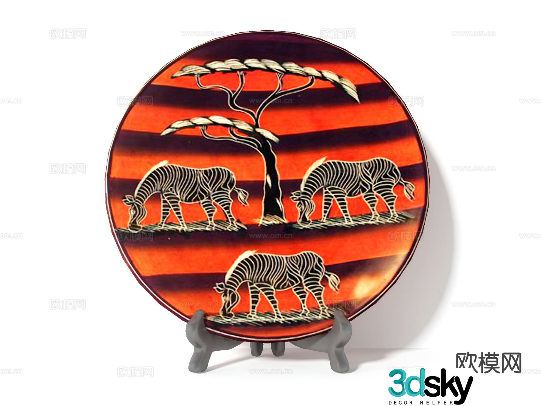 New Chinese style painting plate ceramic ornament plate 3d model