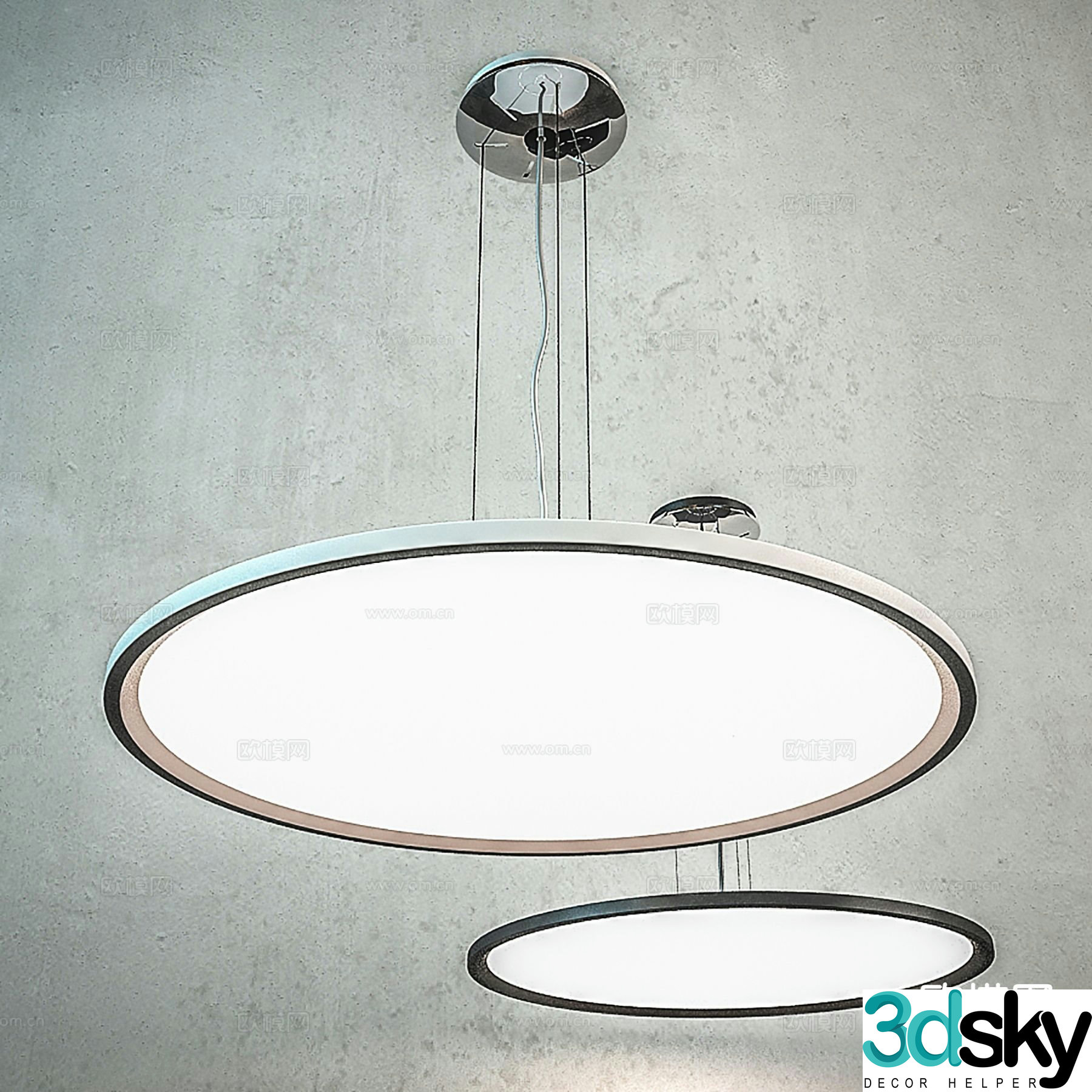 Modern disc chandelier 3d model