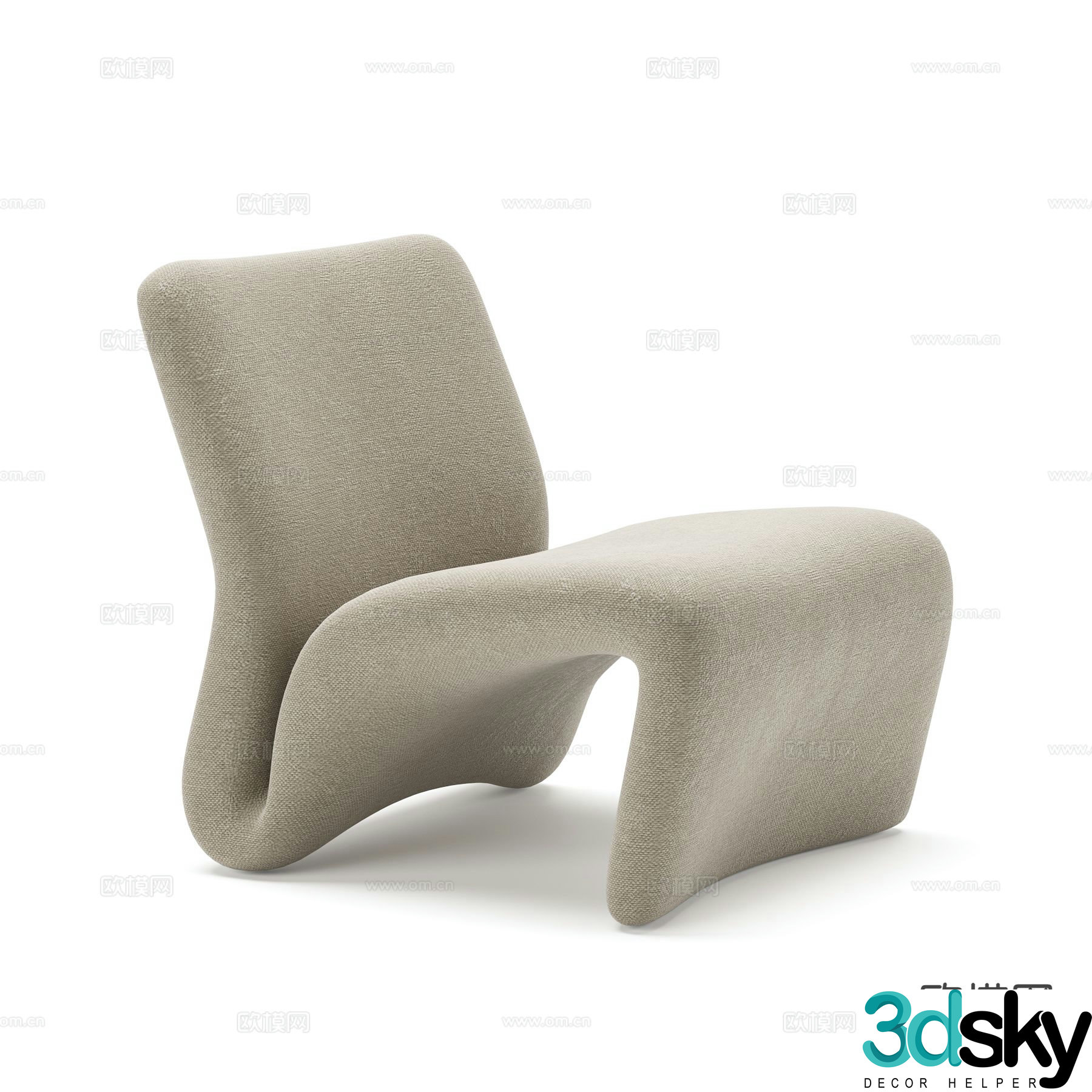 Modern curved chair leisure chair 3d model