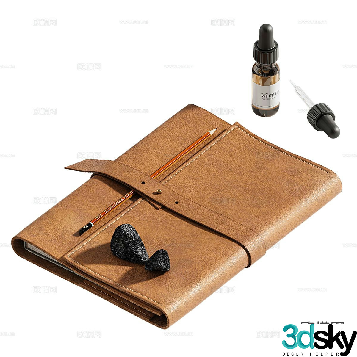 Modern book ornaments leather notebook 3d model