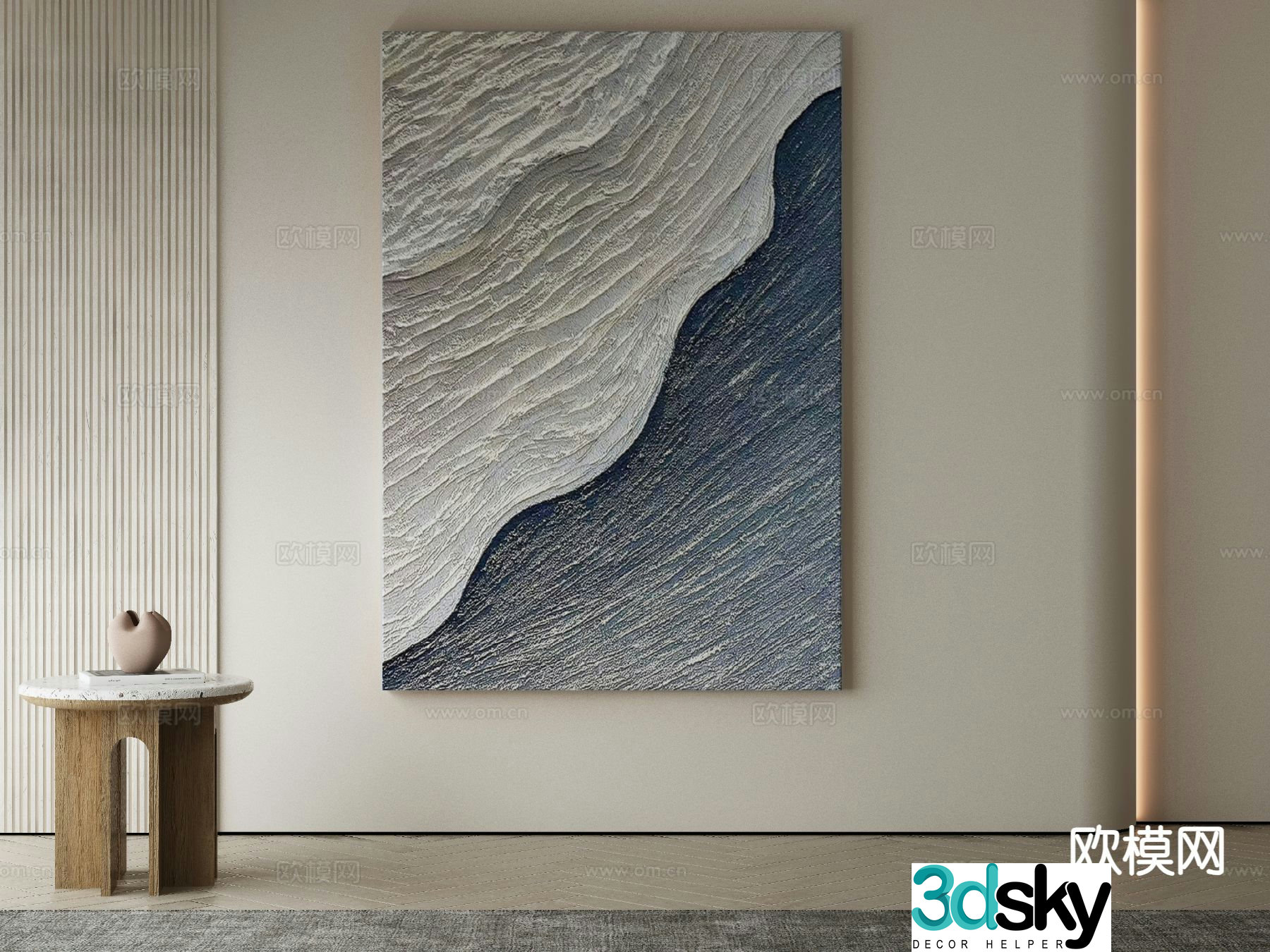 Modern decorative painting texture painting wave painting 3D model