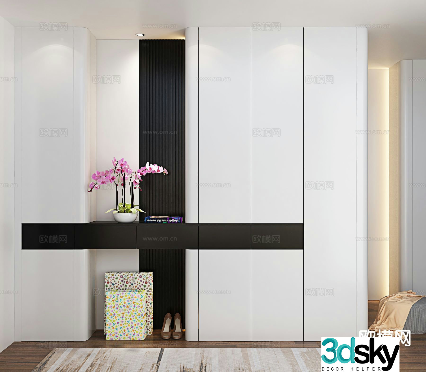 Modern entrance shoe cabinet 3d model