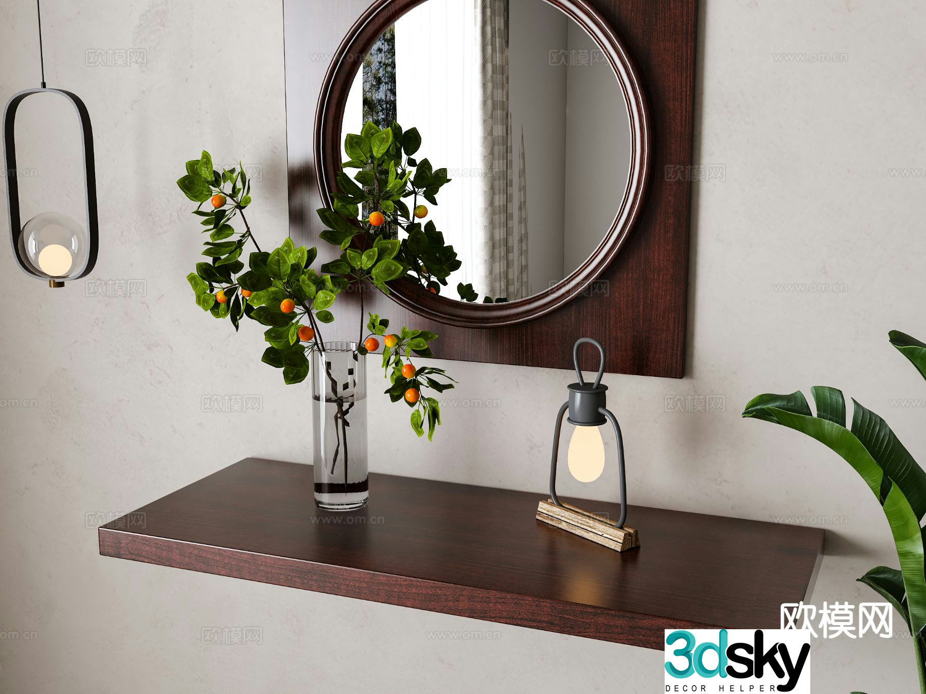 Hydroponic vase decorative mirror table lamp 3d model