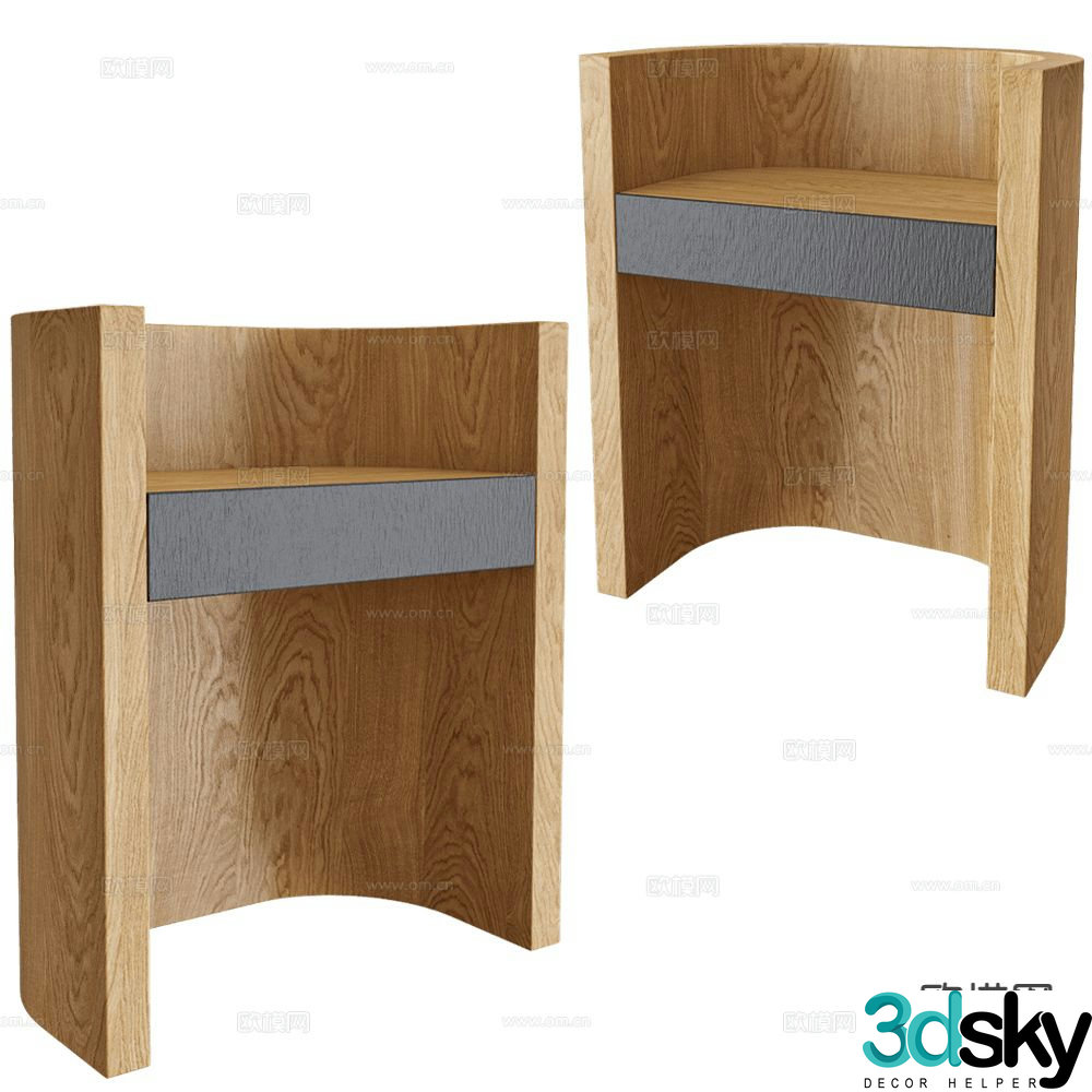 Modernature log wind corner table side table 3d model