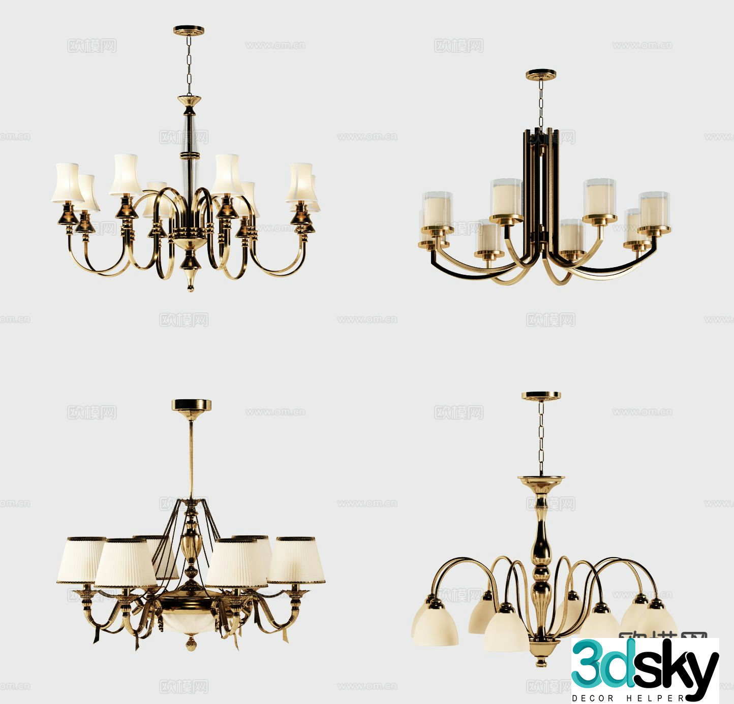 American chandelier multi-head chandelier 3d model