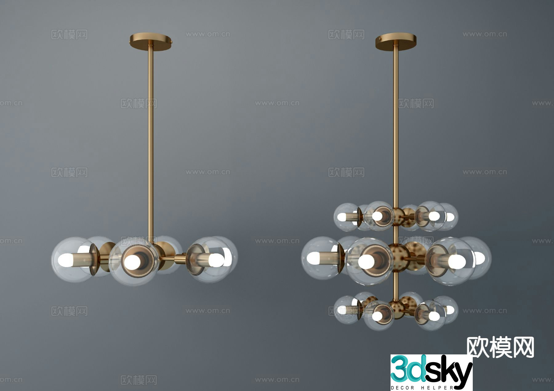 Modern glass chandelier multi-head chandelier 3d model