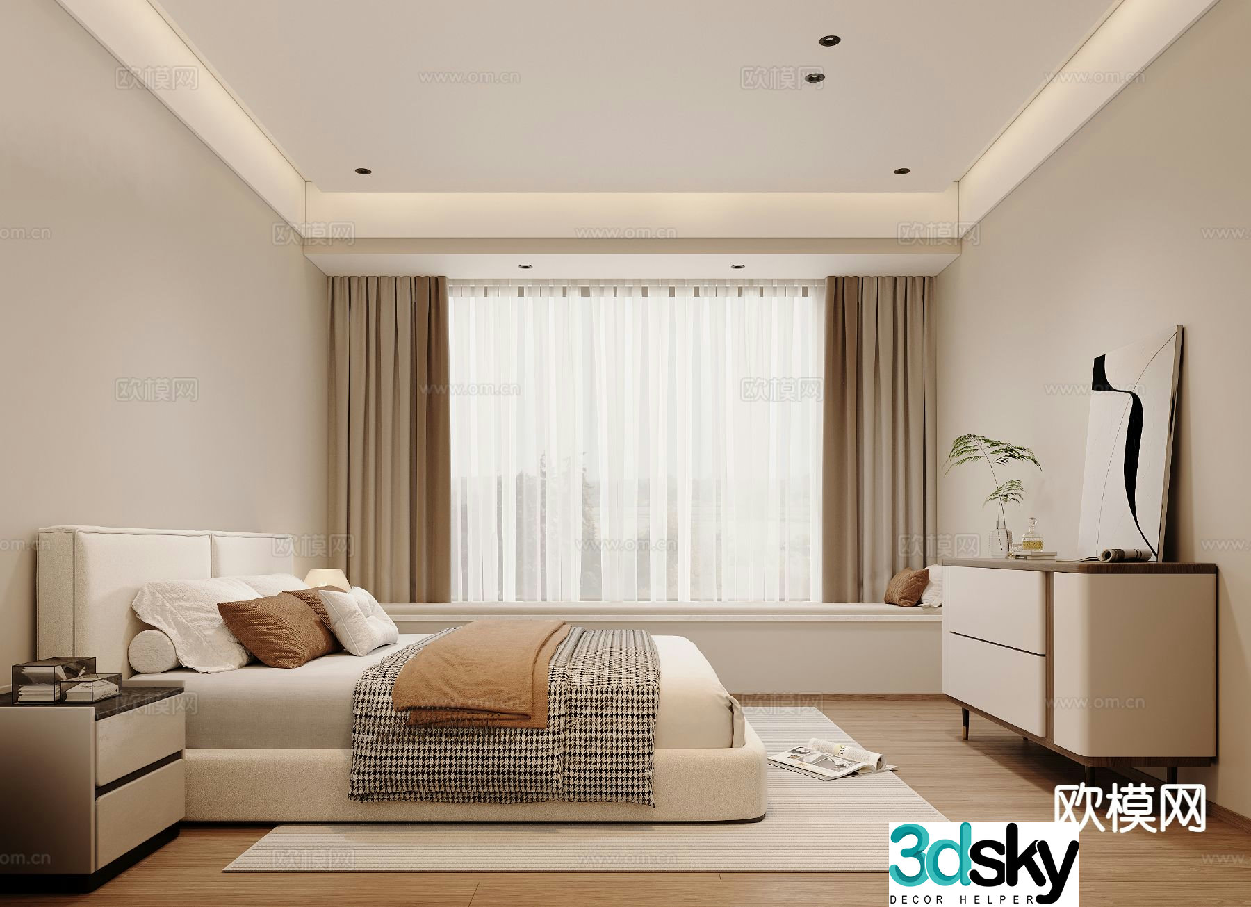Cream style bedroom master bedroom 3d model