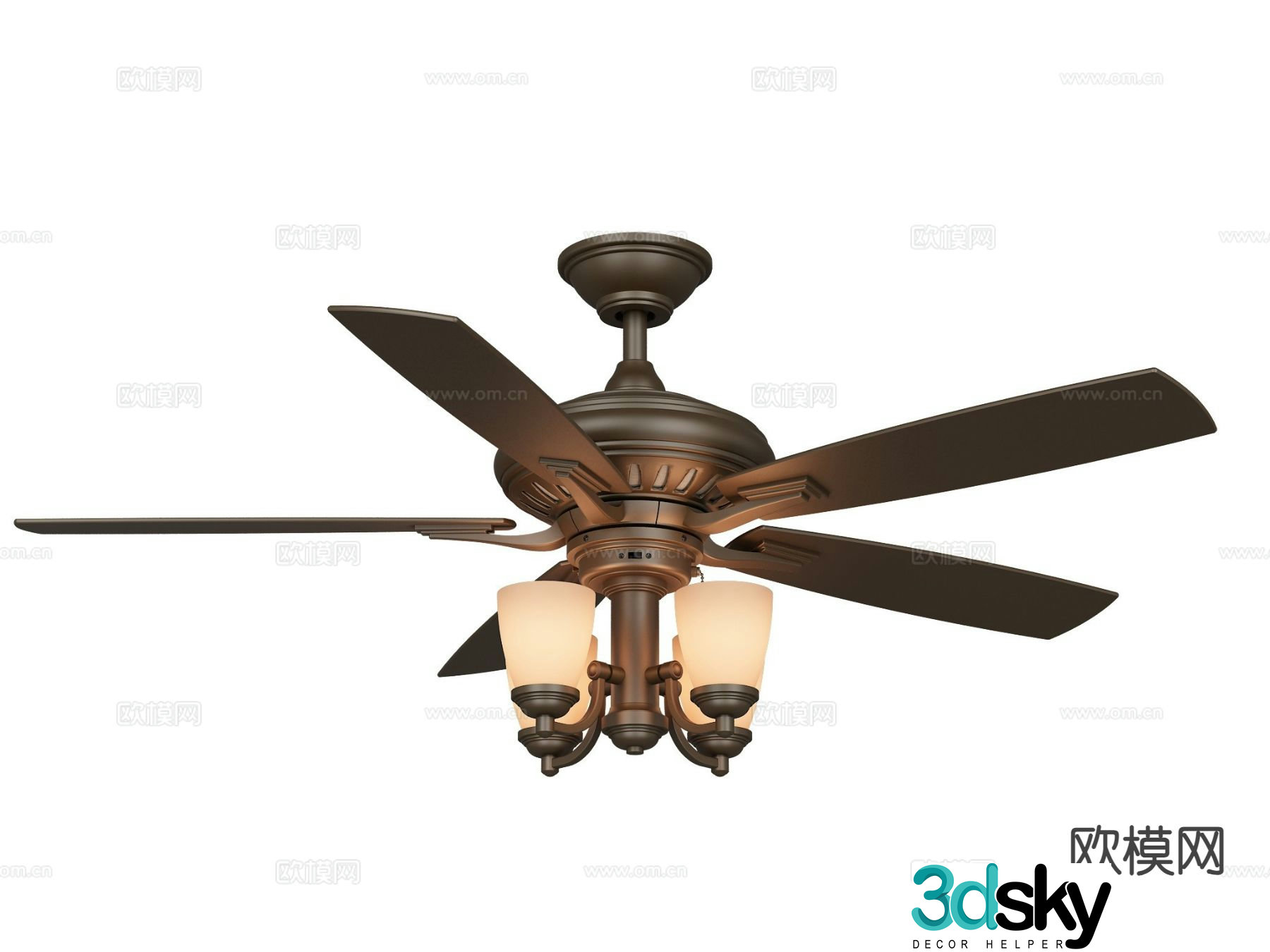 Medieval style ceiling fan lamp fan chandelier 3d model