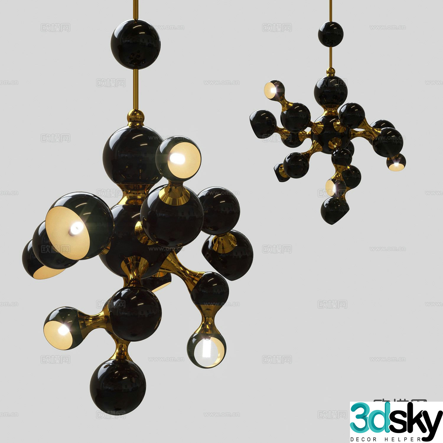 Modern spherical chandelier 3d model