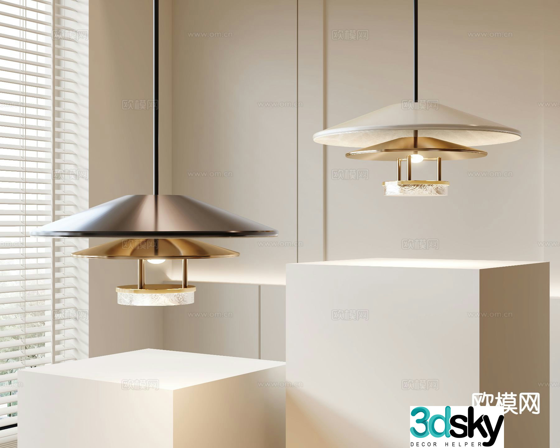 Cream style small chandelier 3d model