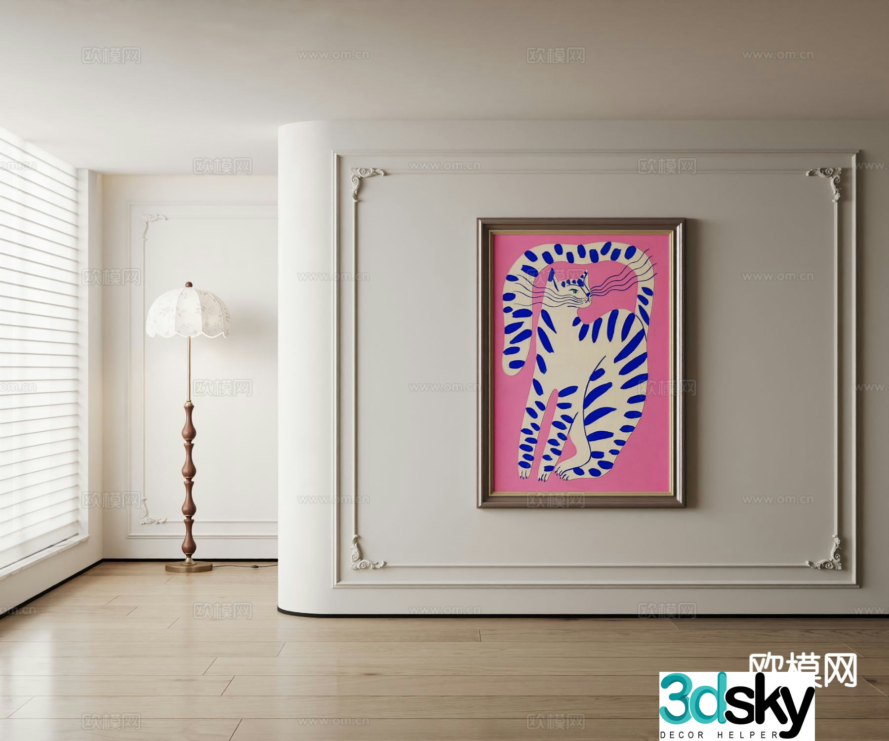 American decorative painting cartoon animal painting 3d model