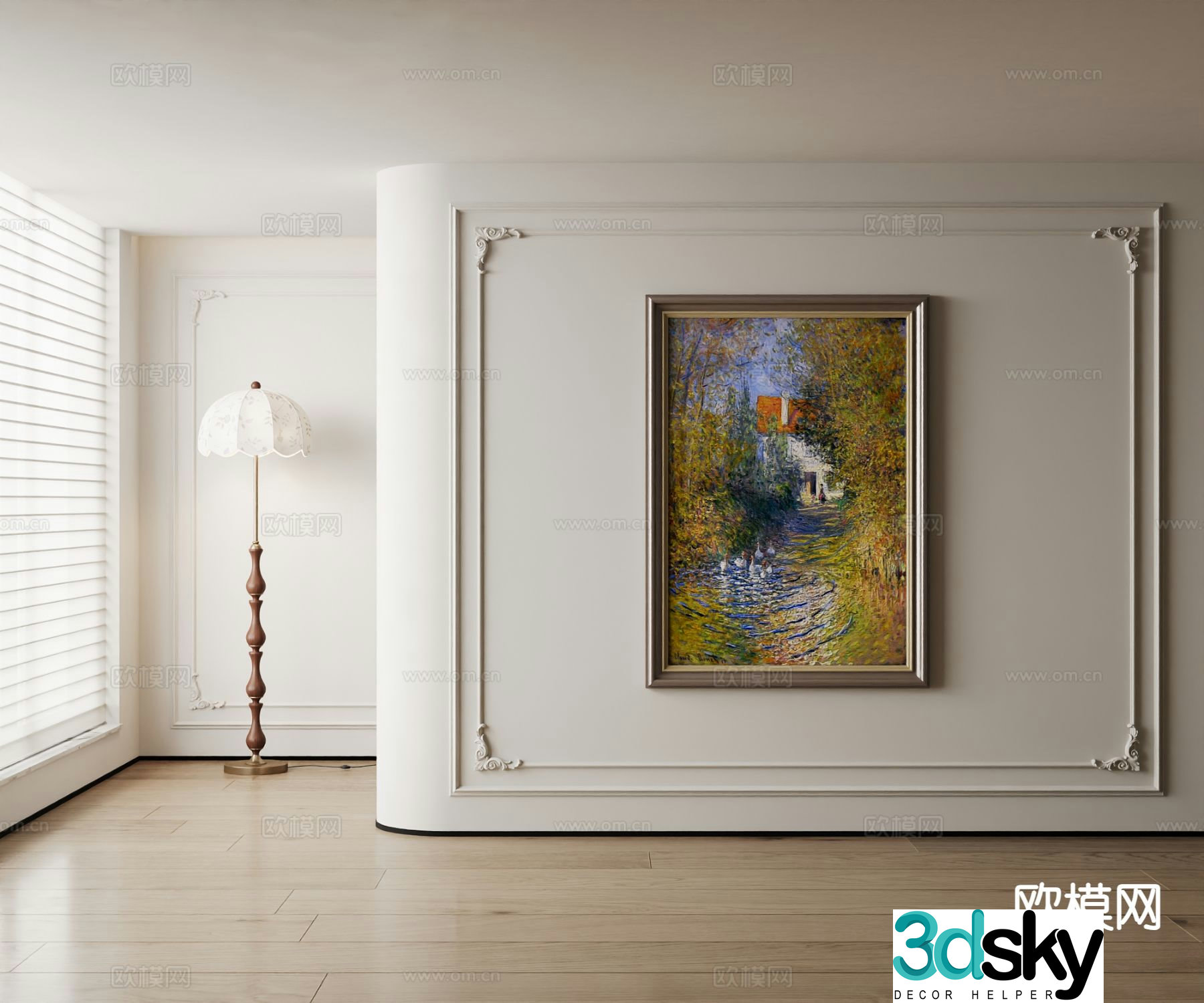 American decorative painting landscape painting oil painting 3d model