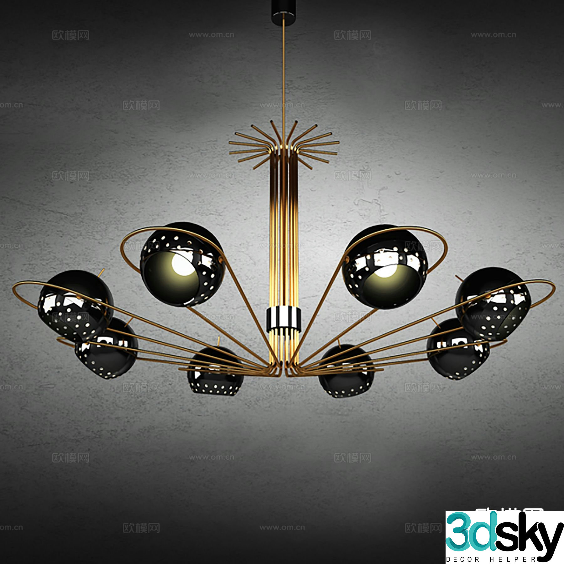 Postmodern chandelier multi-head chandelier 3d model