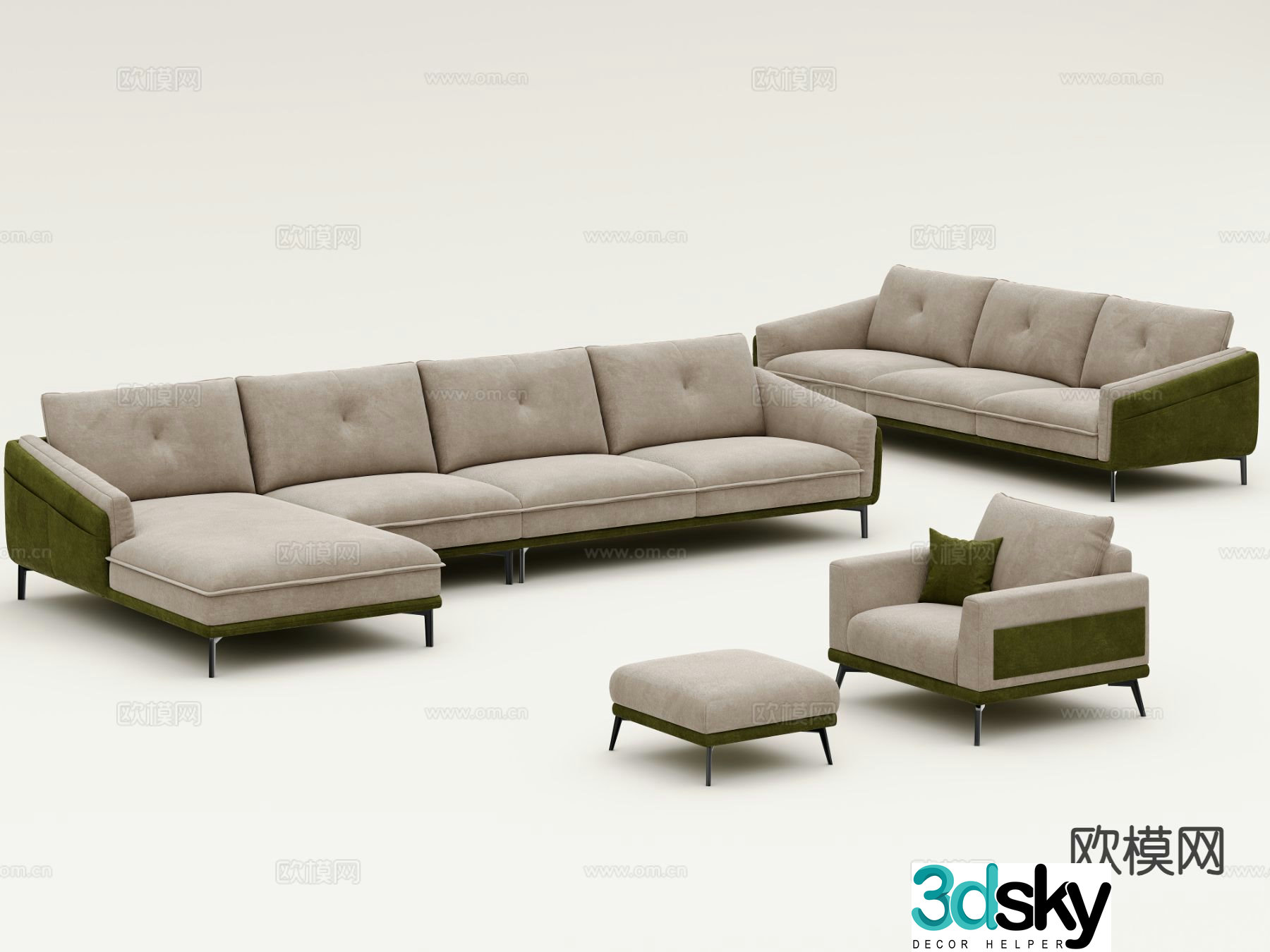 Modern sectional sofa 3d model