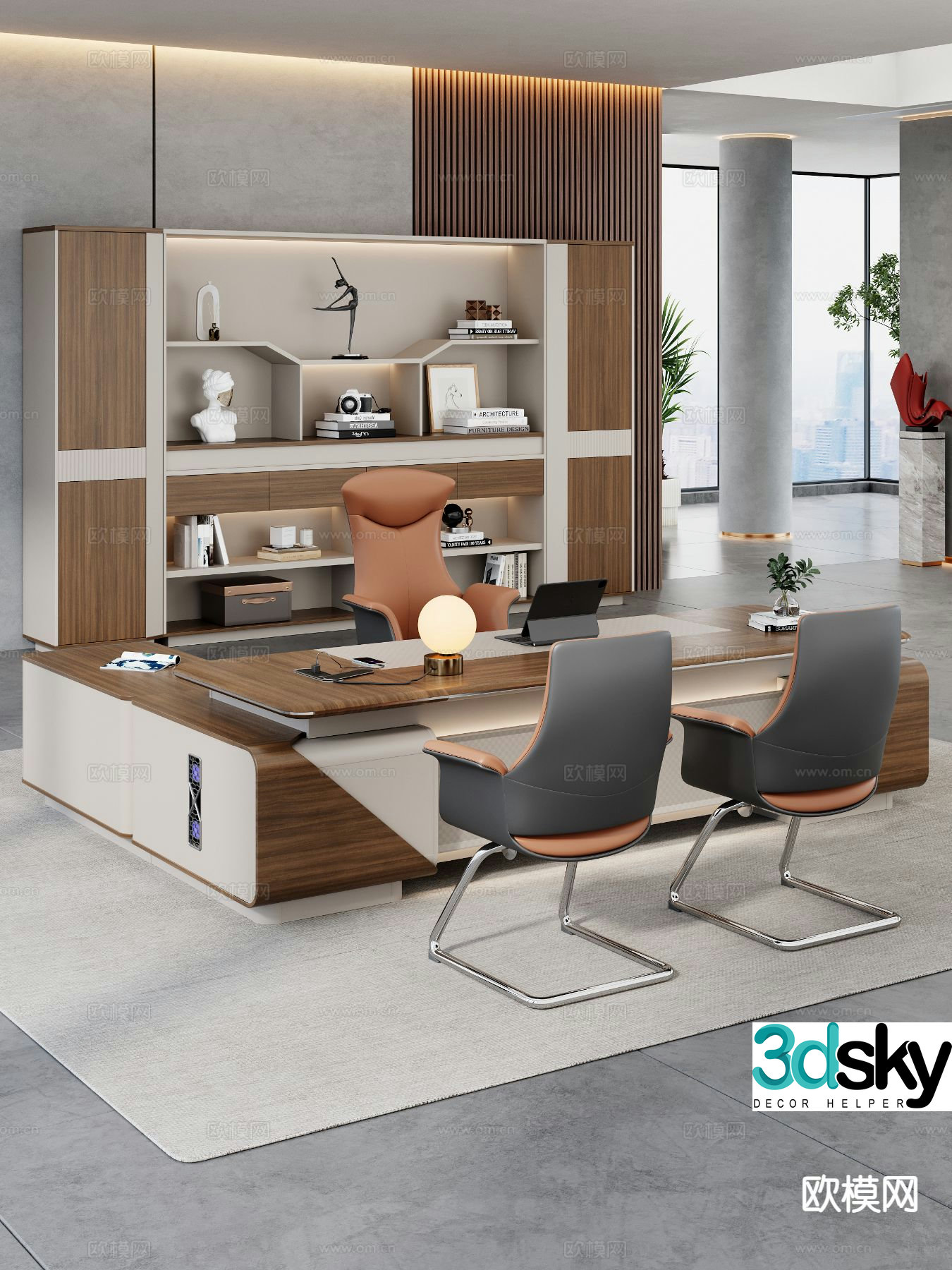 Modern desk table boss desk executive desk 3d model
