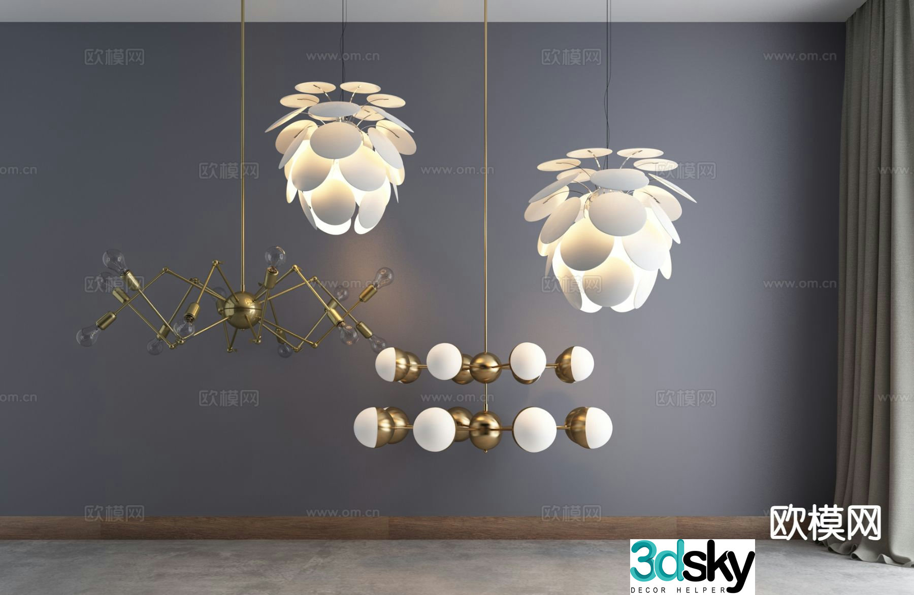 Modern metal chandelier flower chandelier 3d model