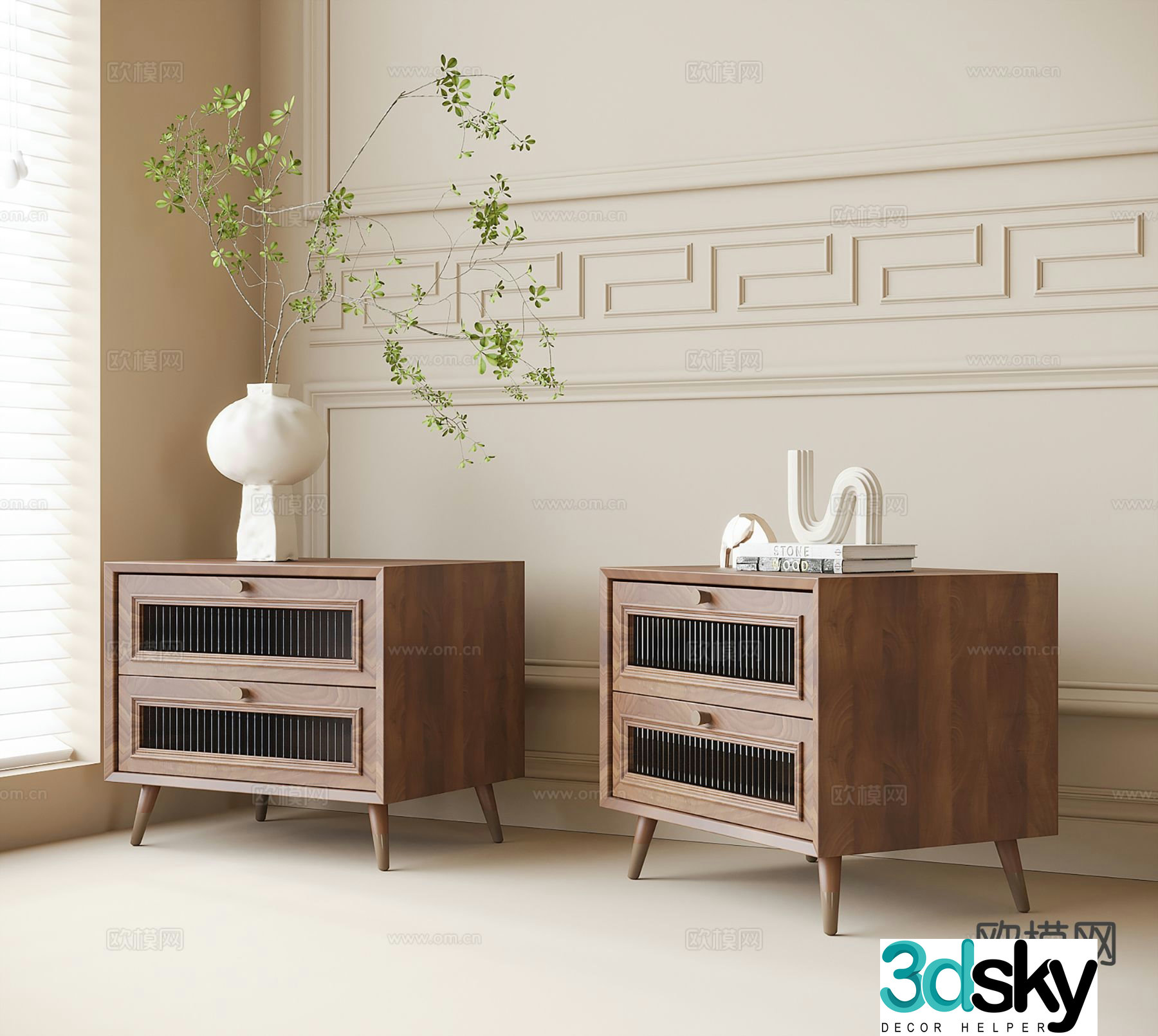 Medieval style bedside table 3d model