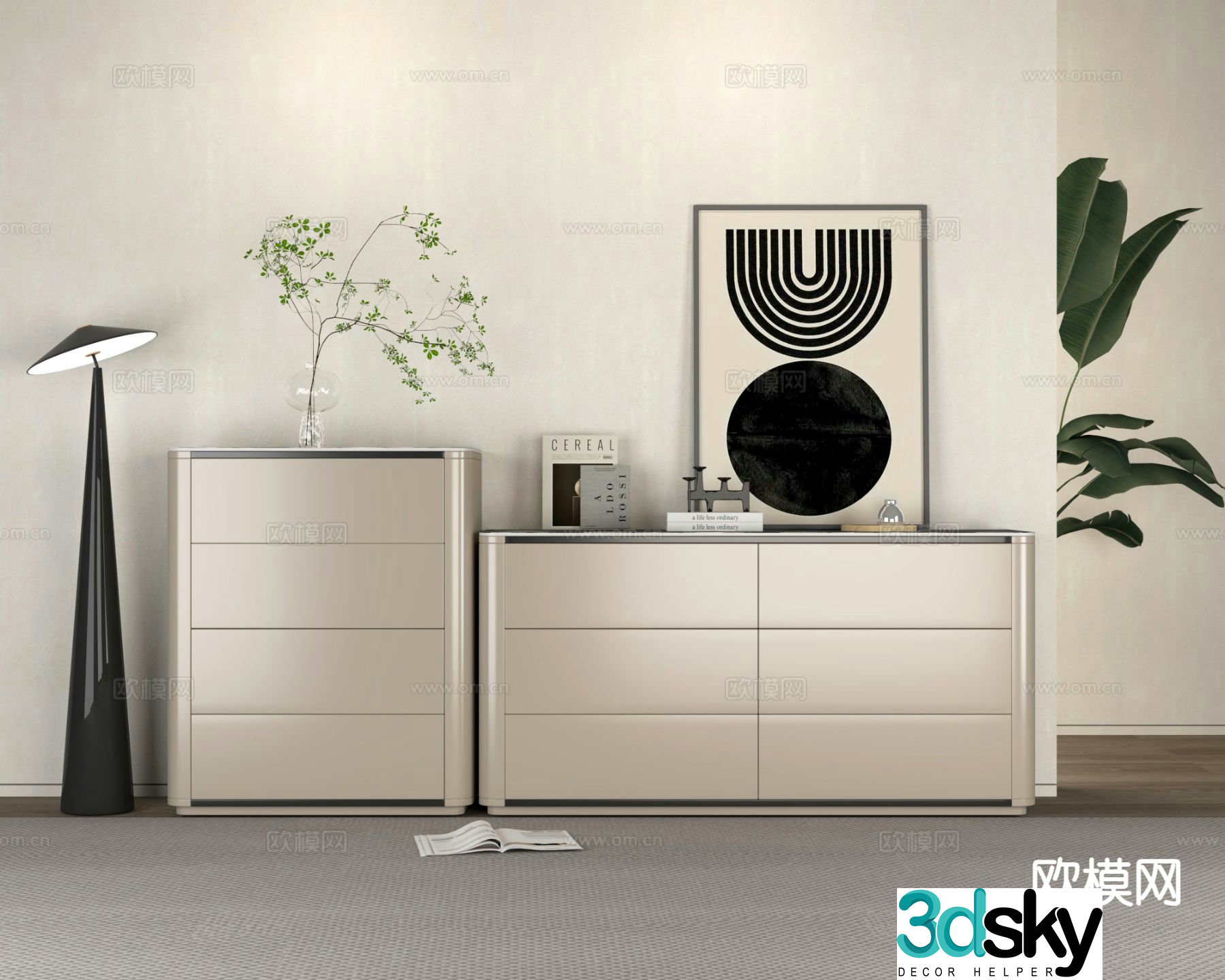 Modern side cabinet chest 3d model