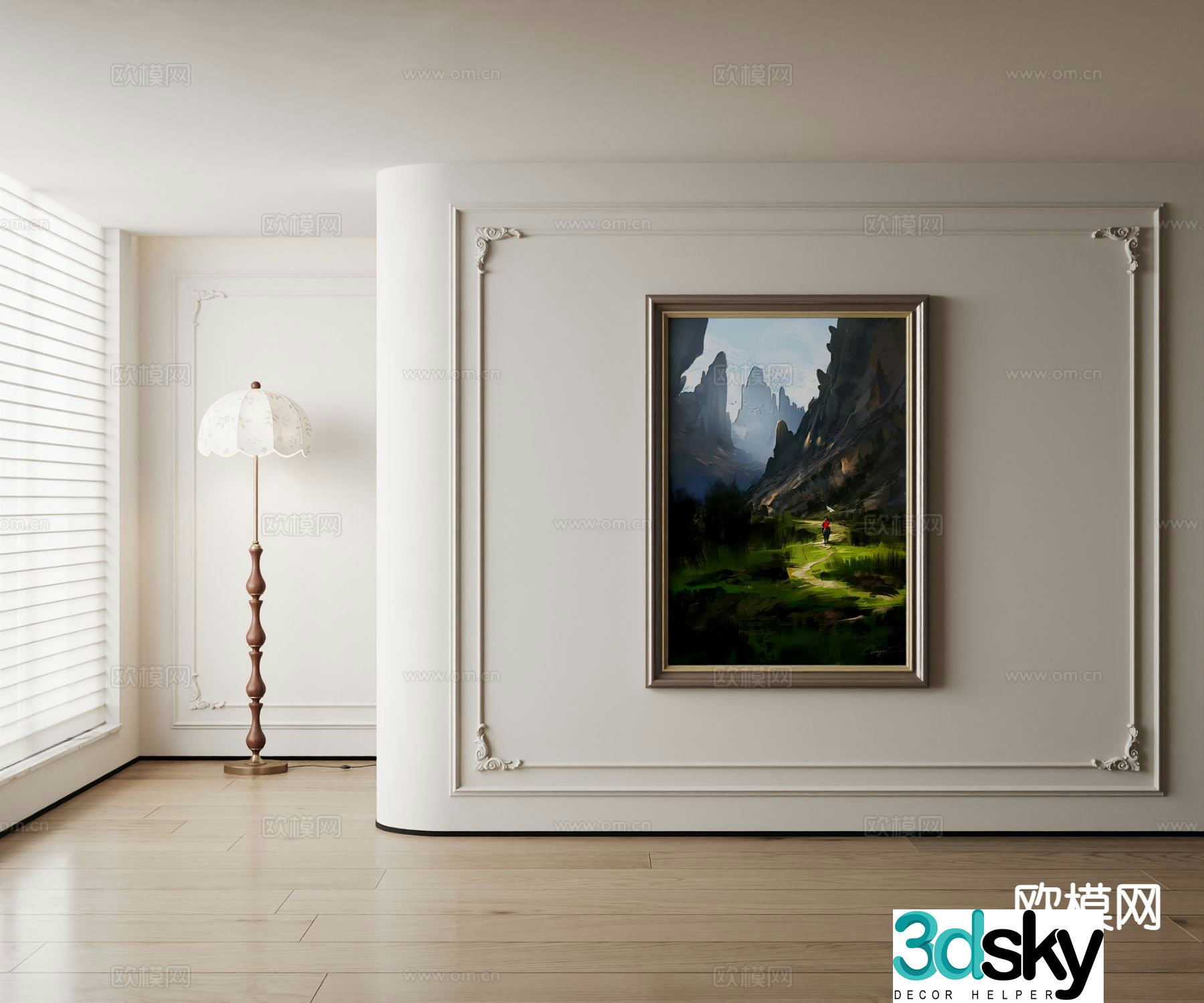 American decorative painting landscape painting oil painting 3d model