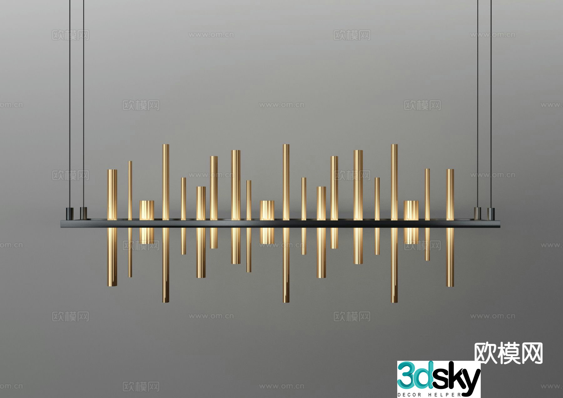 Modern metal chandelier straight chandelier 3d model