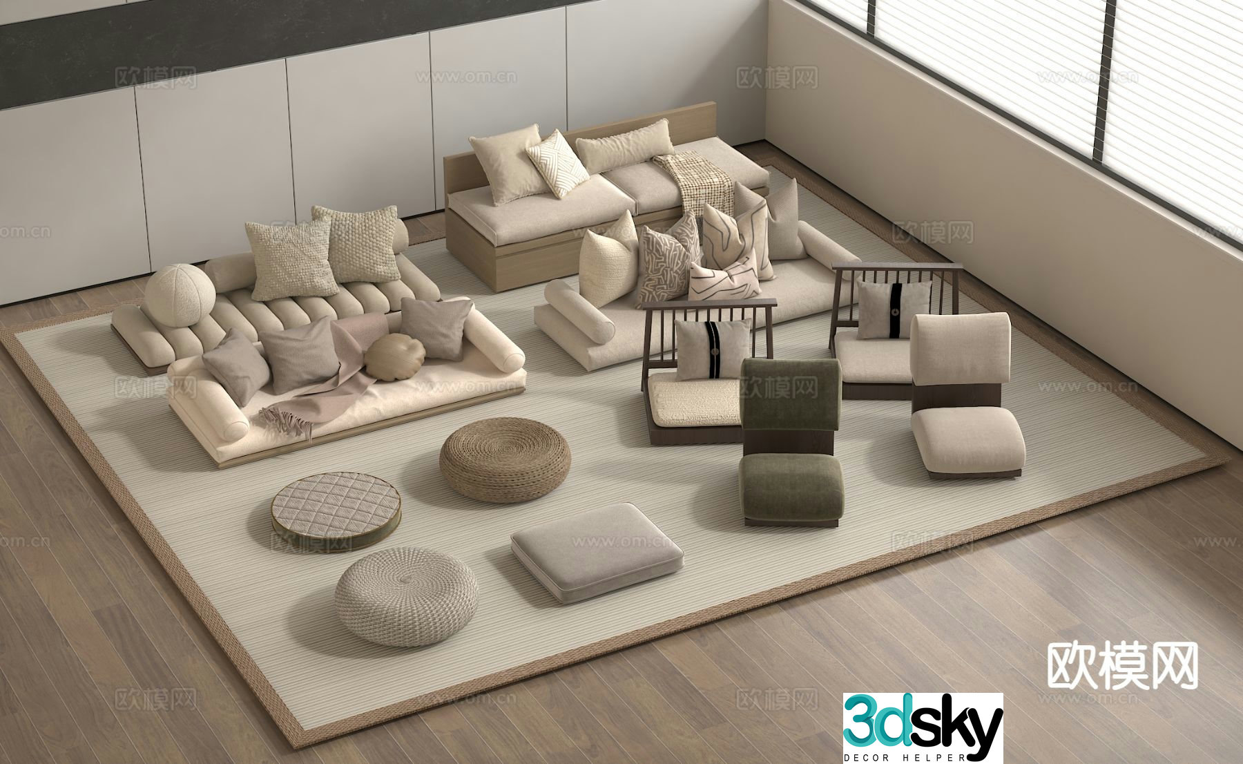 Cushions seat cushions bay window cushions sofa cushions tatami seats 3D model