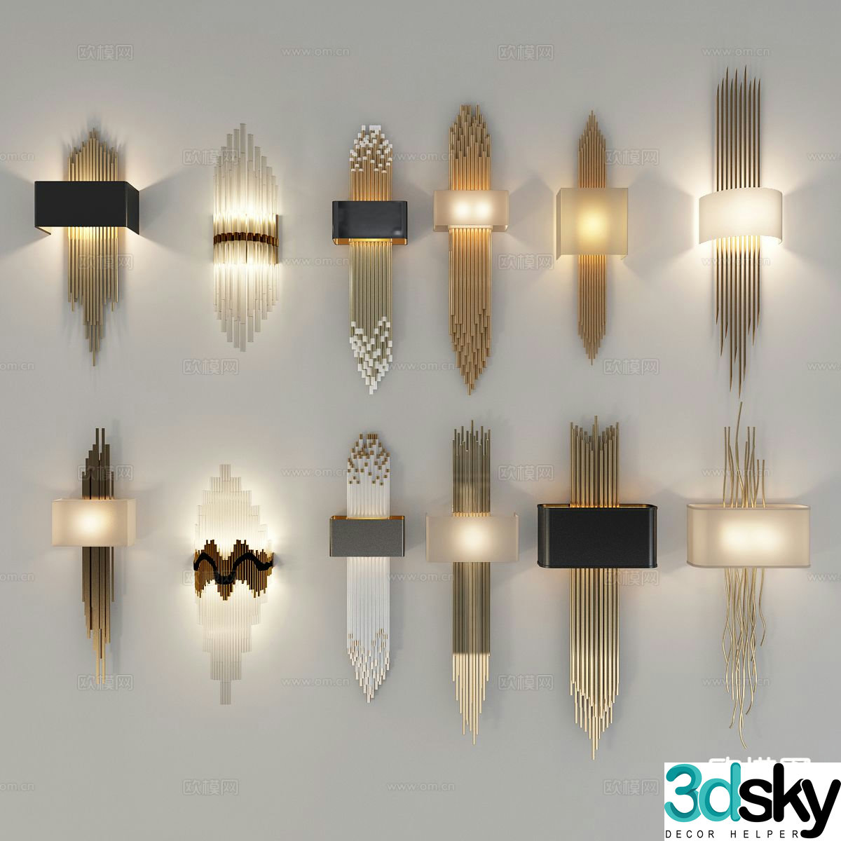 Light luxury metal wall lamp 3D model