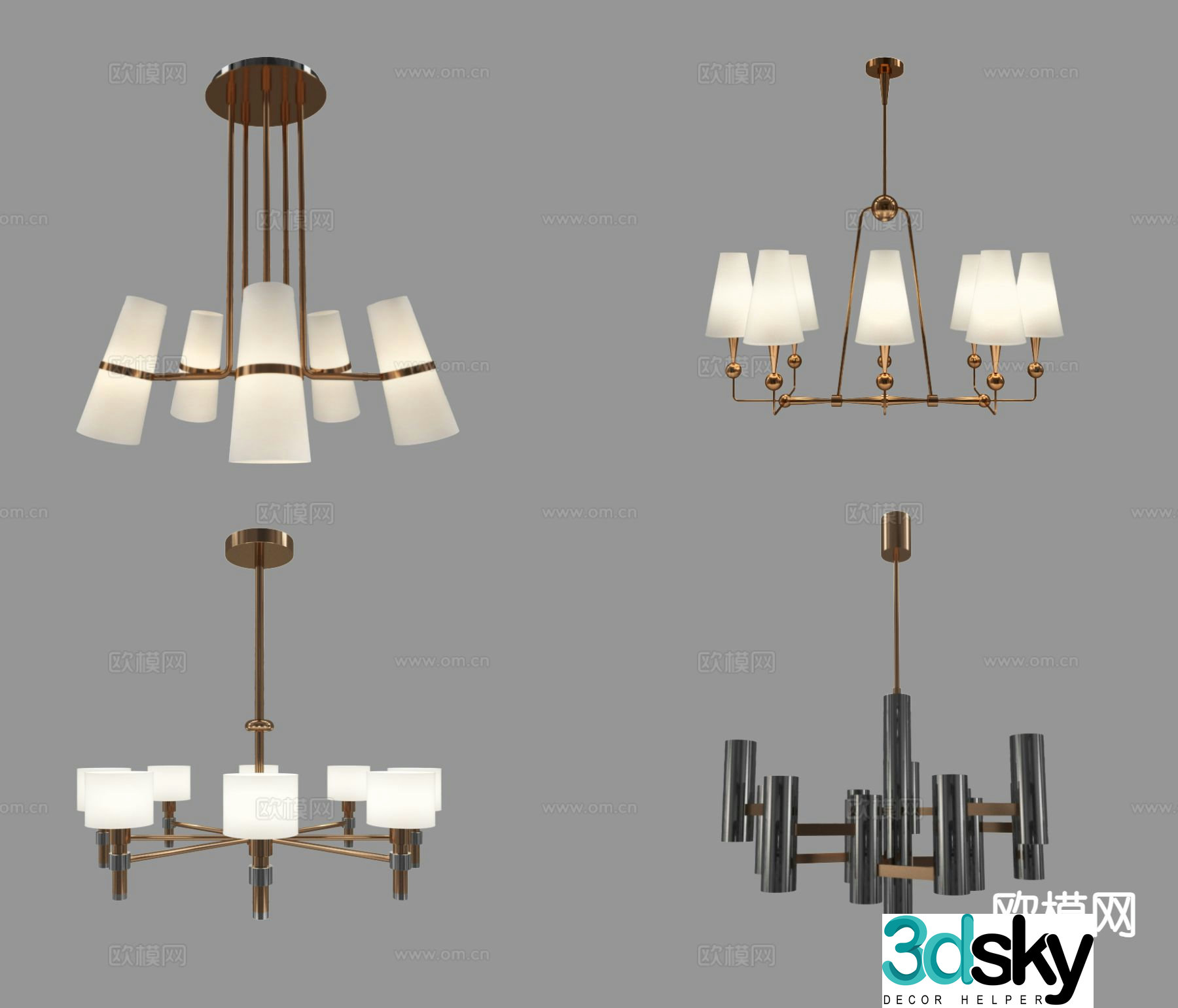 Modern minimalist chandelier multi-head chandelier 3d model