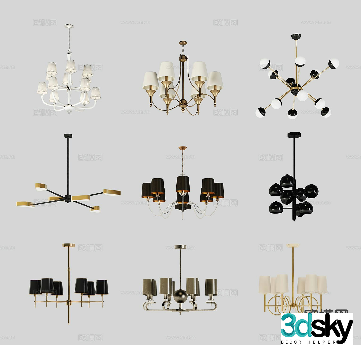 Modern chandelier multi-head chandelier 3d model