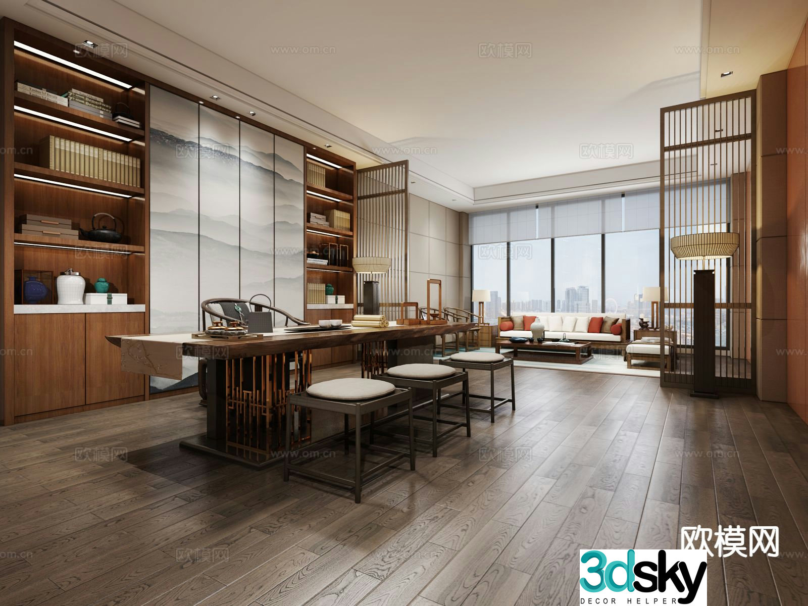 New Chinese style study 3D model