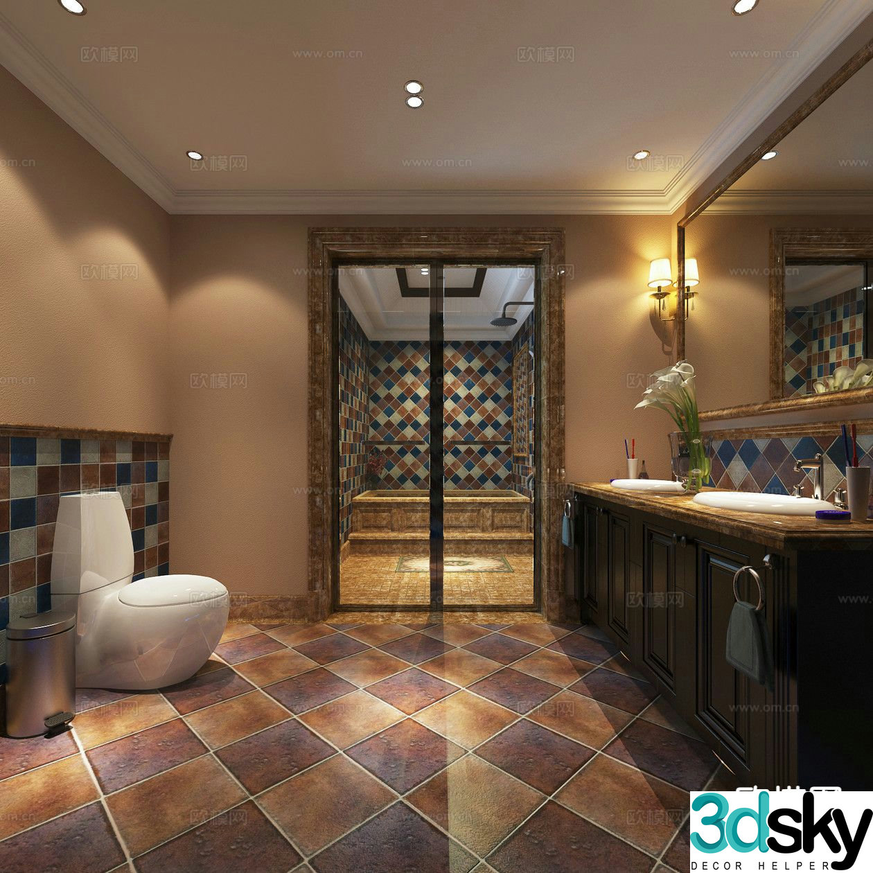 American bathroom bathroom toilet 3d model