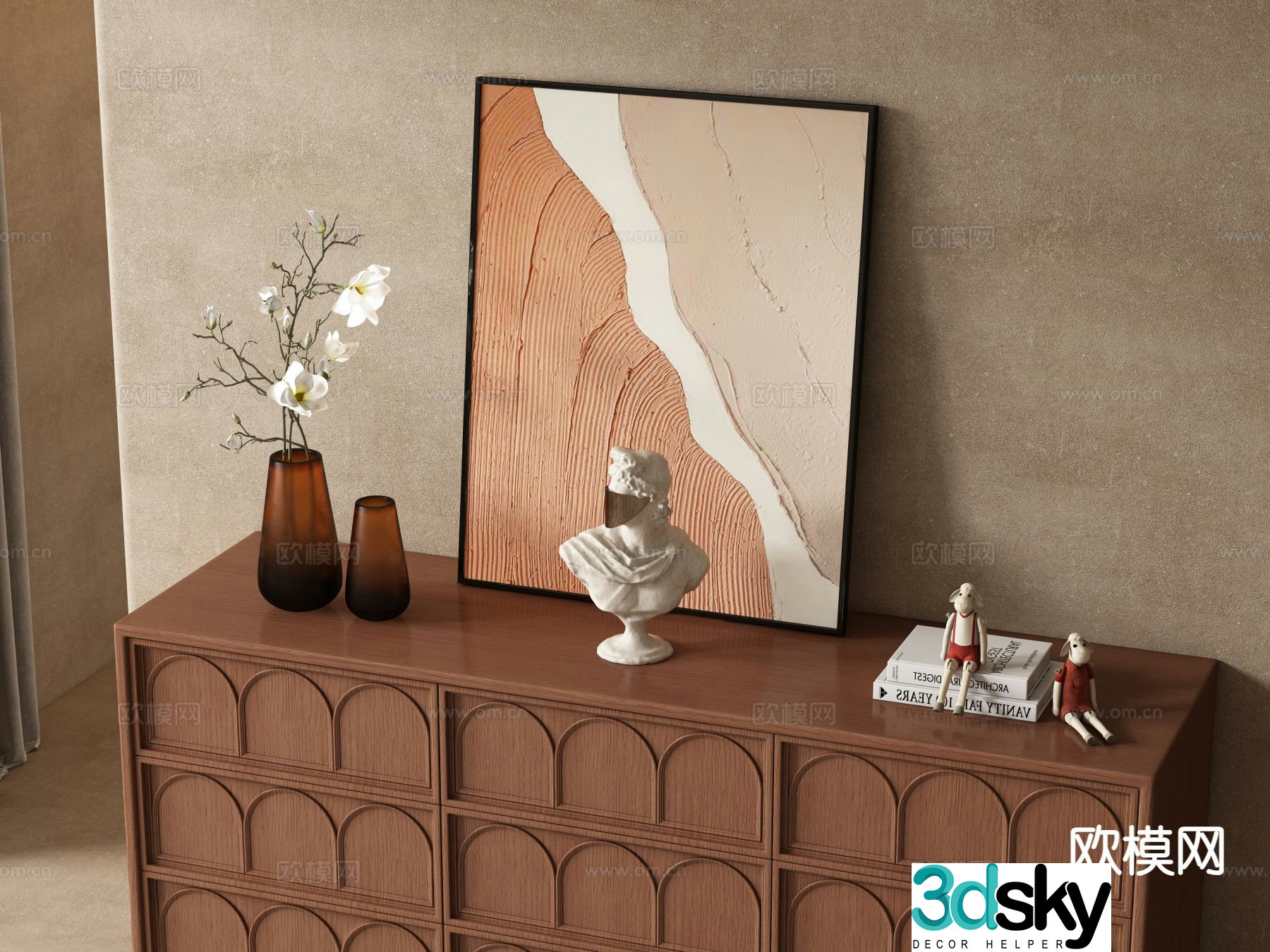 Medieval style texture painting abstract painting 3d model