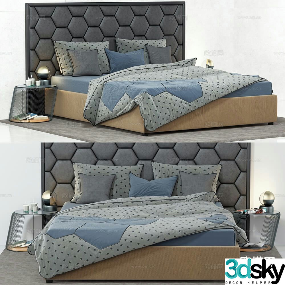 Modern double bed 3d model