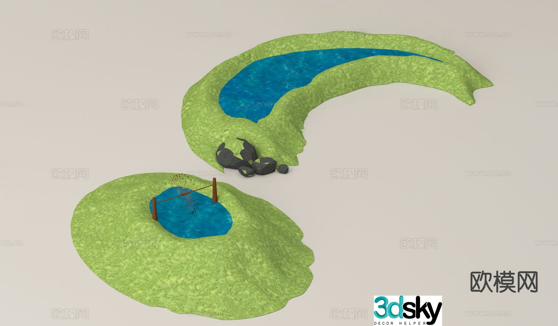Park green space landscape micro terrain 3d model