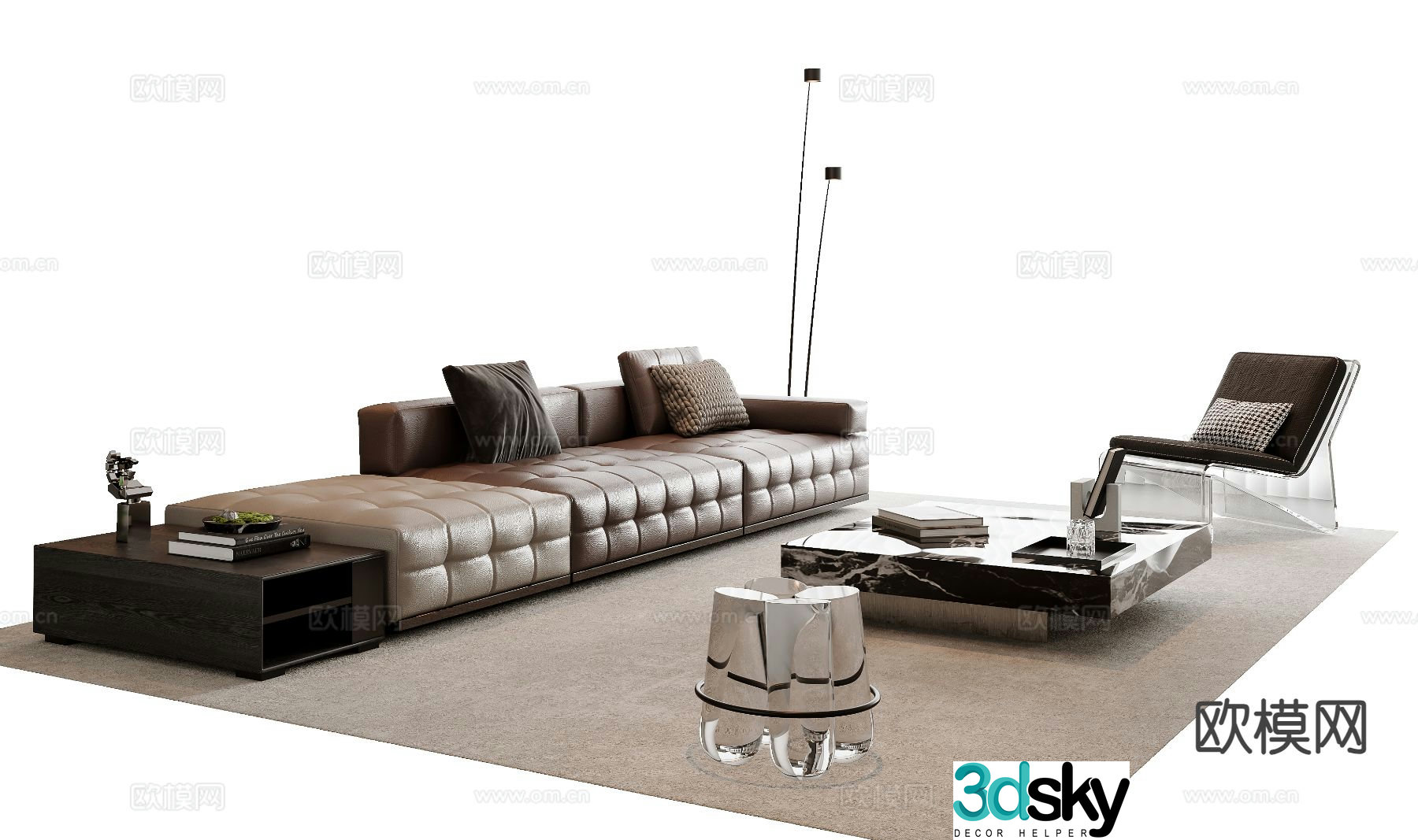 Italian sectional sofa 3d model