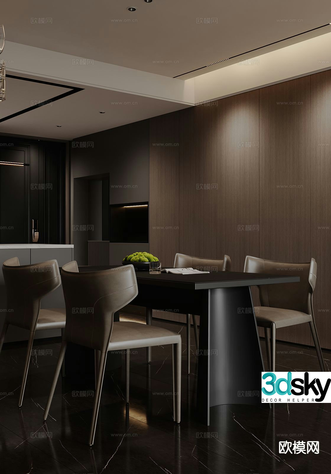 Italian dining table and chairs 3d model