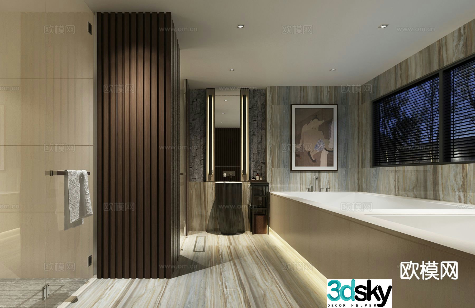 New Chinese style bathroom bathroom toilet 3d model