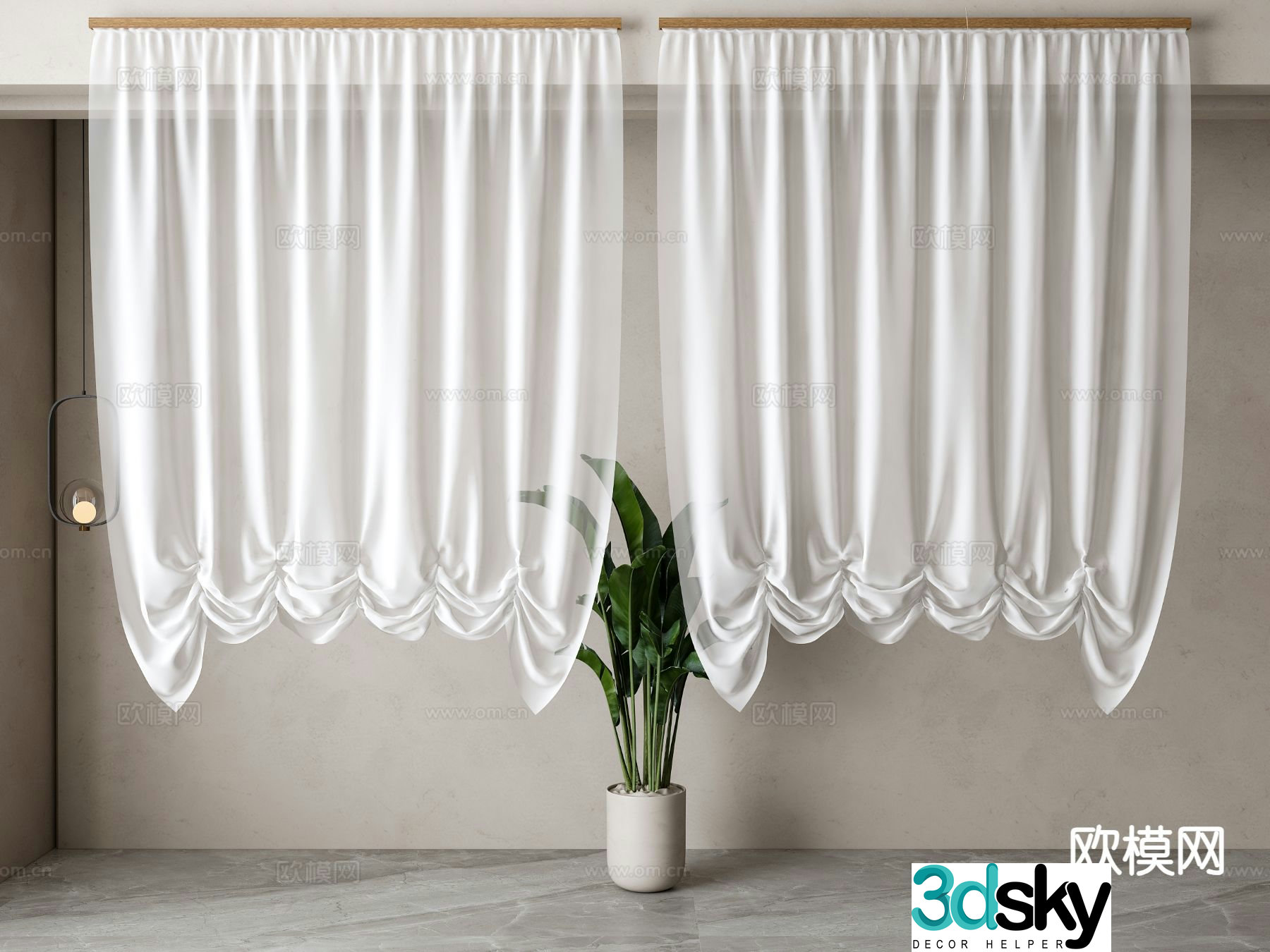 Modern screen window curtain 3d model