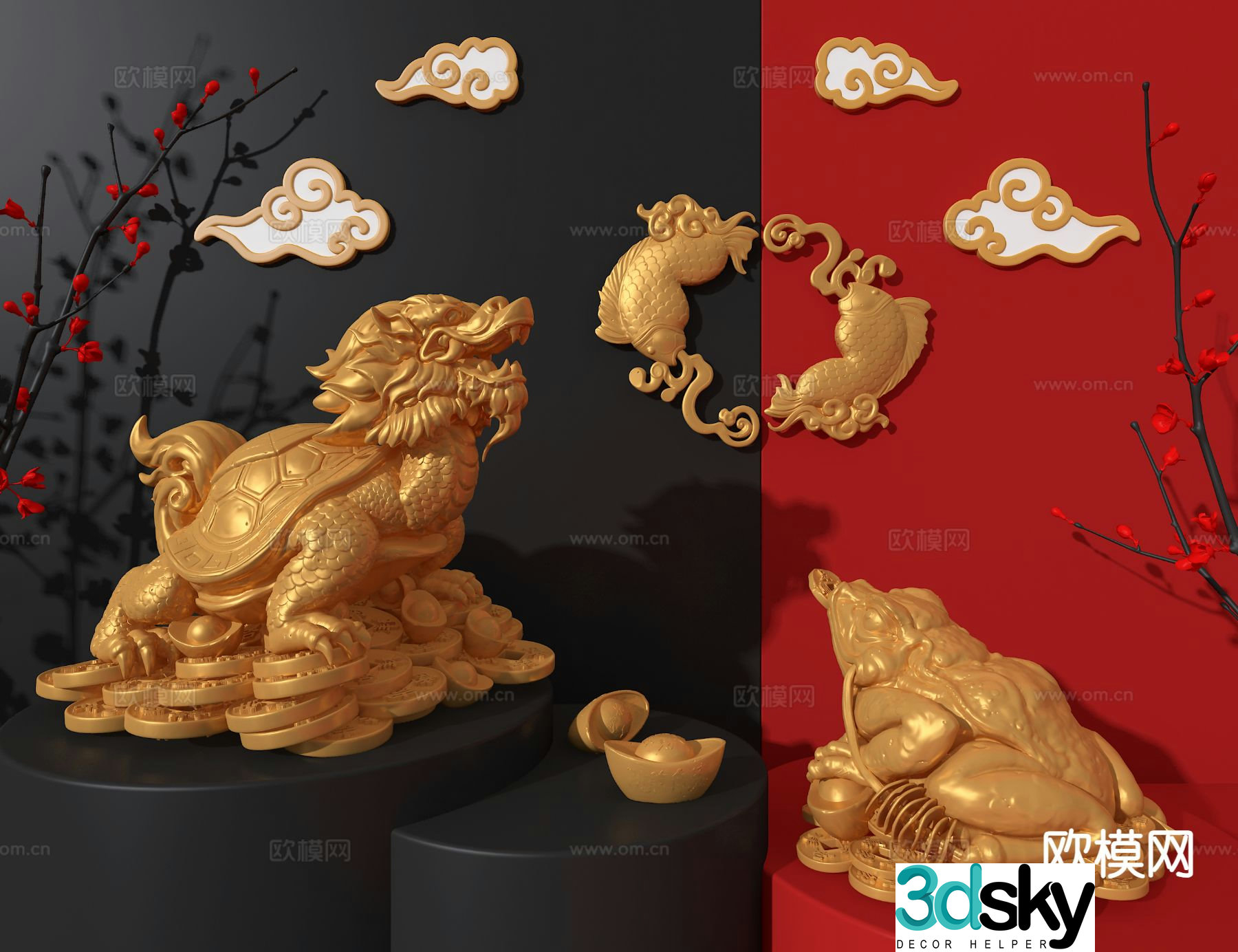 New Chinese style lucky beast sculpture 3D model